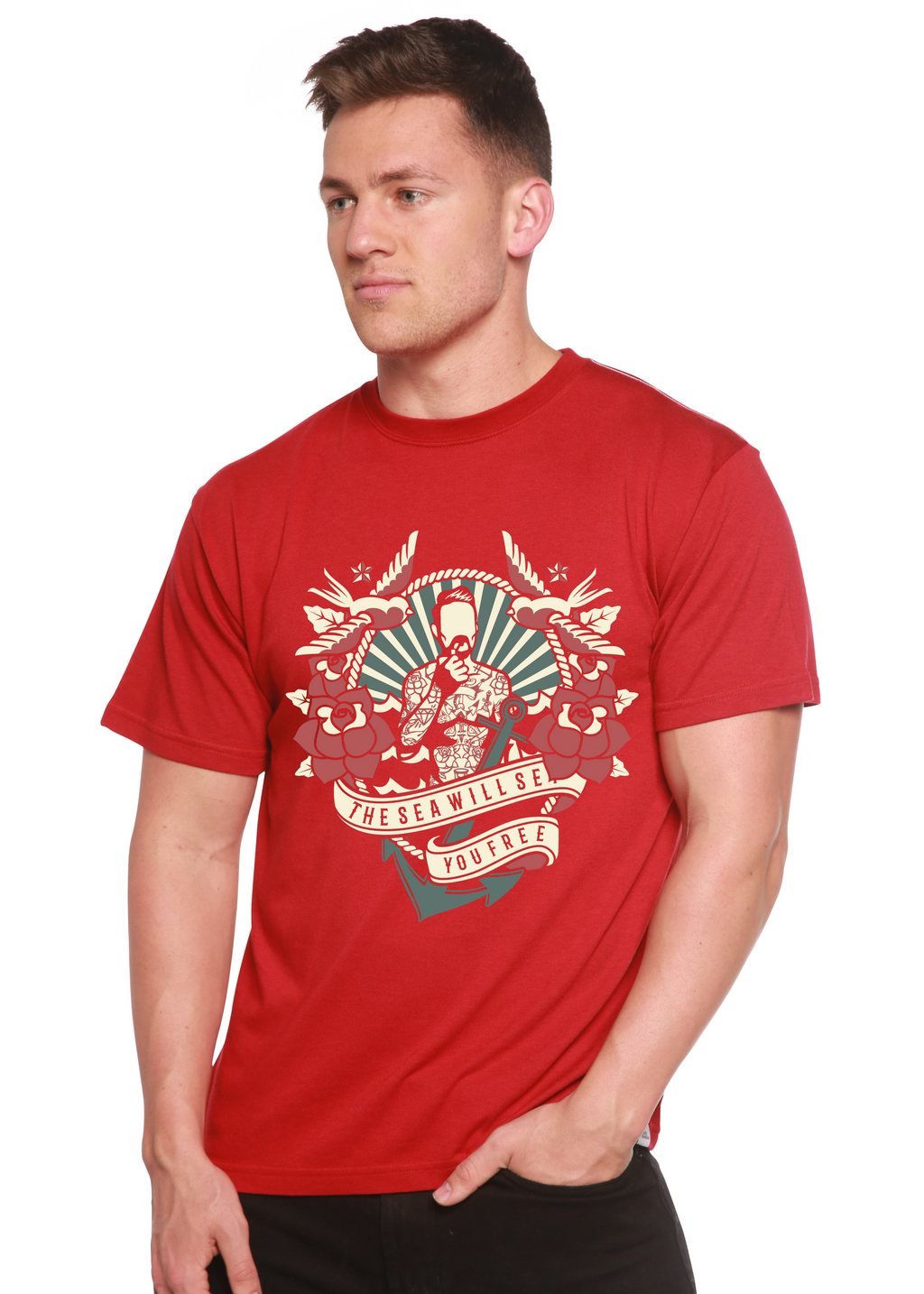 The Sea Will Spun Bamboo® Men's Bamboo Viscose/Organic Cotton Short Sleeve Graphic T-Shirt - The7Letter