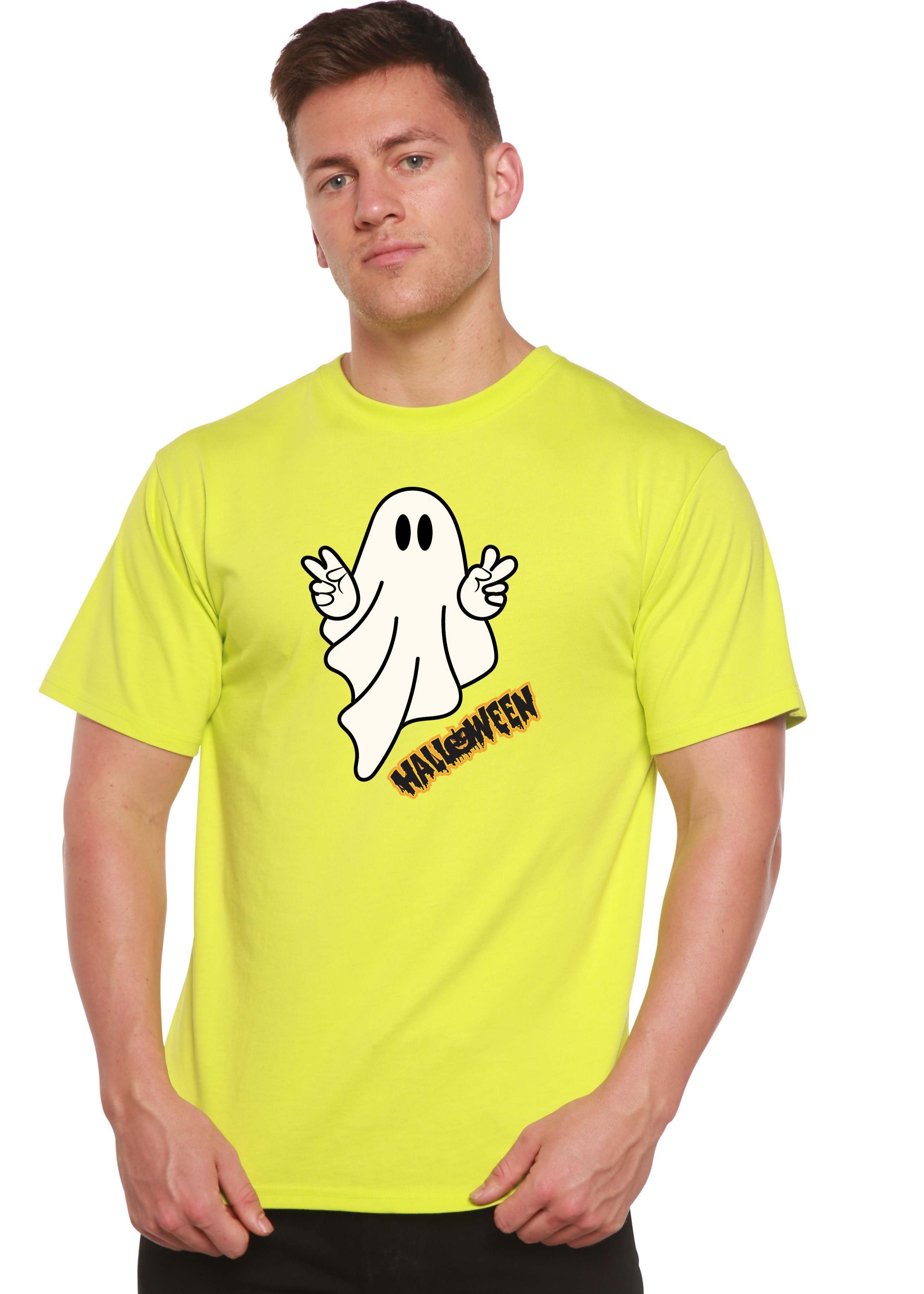 Halloween Ghost Unisex Bamboo Viscose/Organic Cotton Short Sleeve Graphic T-Shirt - The7Letter