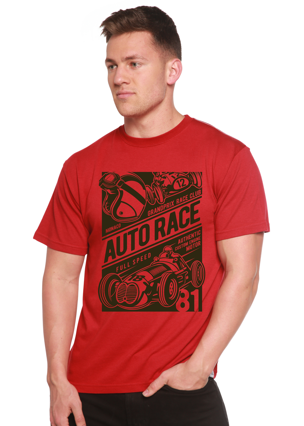 Auto Race Men's Bamboo Viscose/Organic Cotton Short Sleeve Graphic T-Shirt - The7Letter