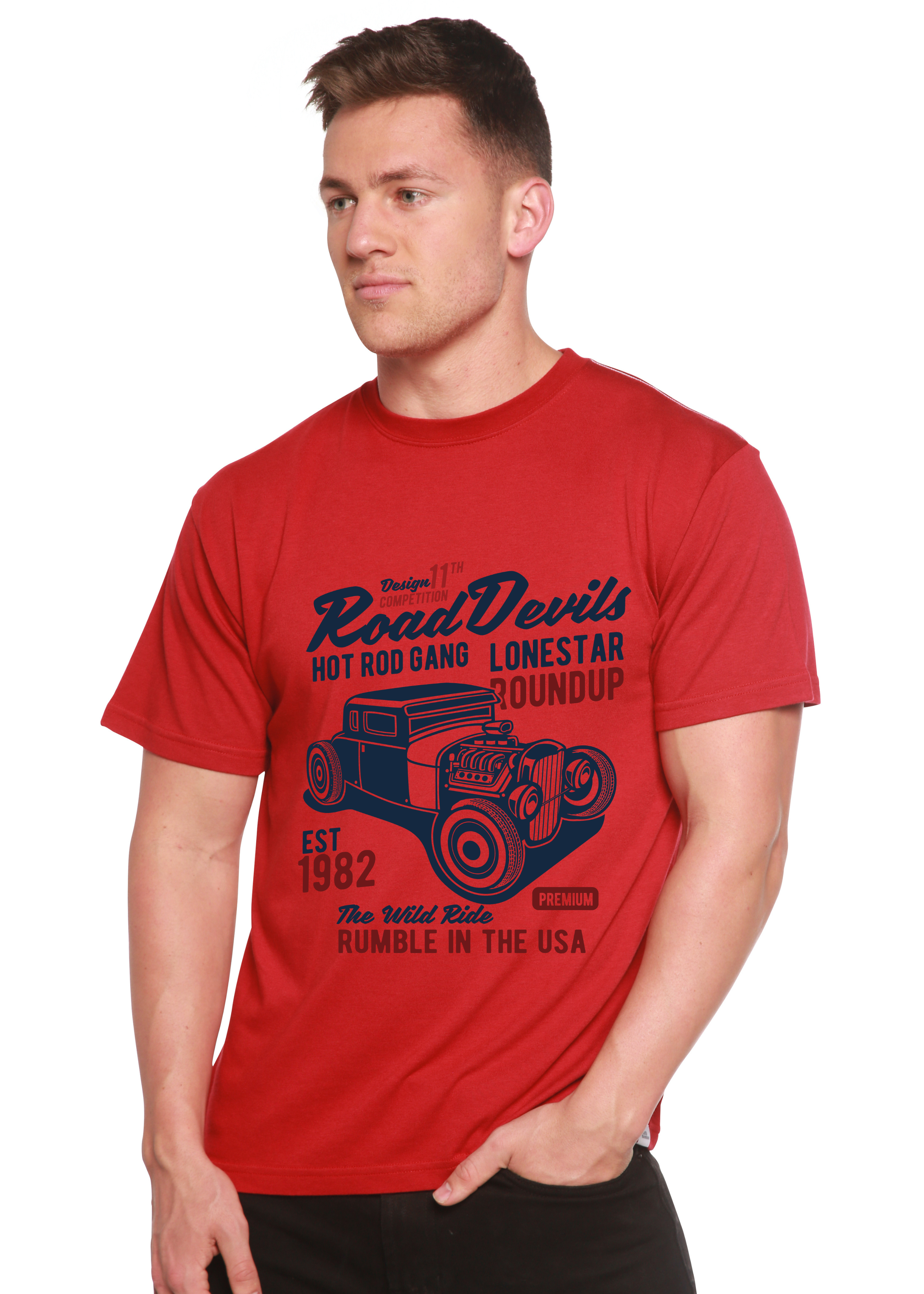 Road Devils Spun Bamboo® Men's Bamboo Viscose/Organic Cotton Short Sleeve Graphic T-Shirt - The7Letter