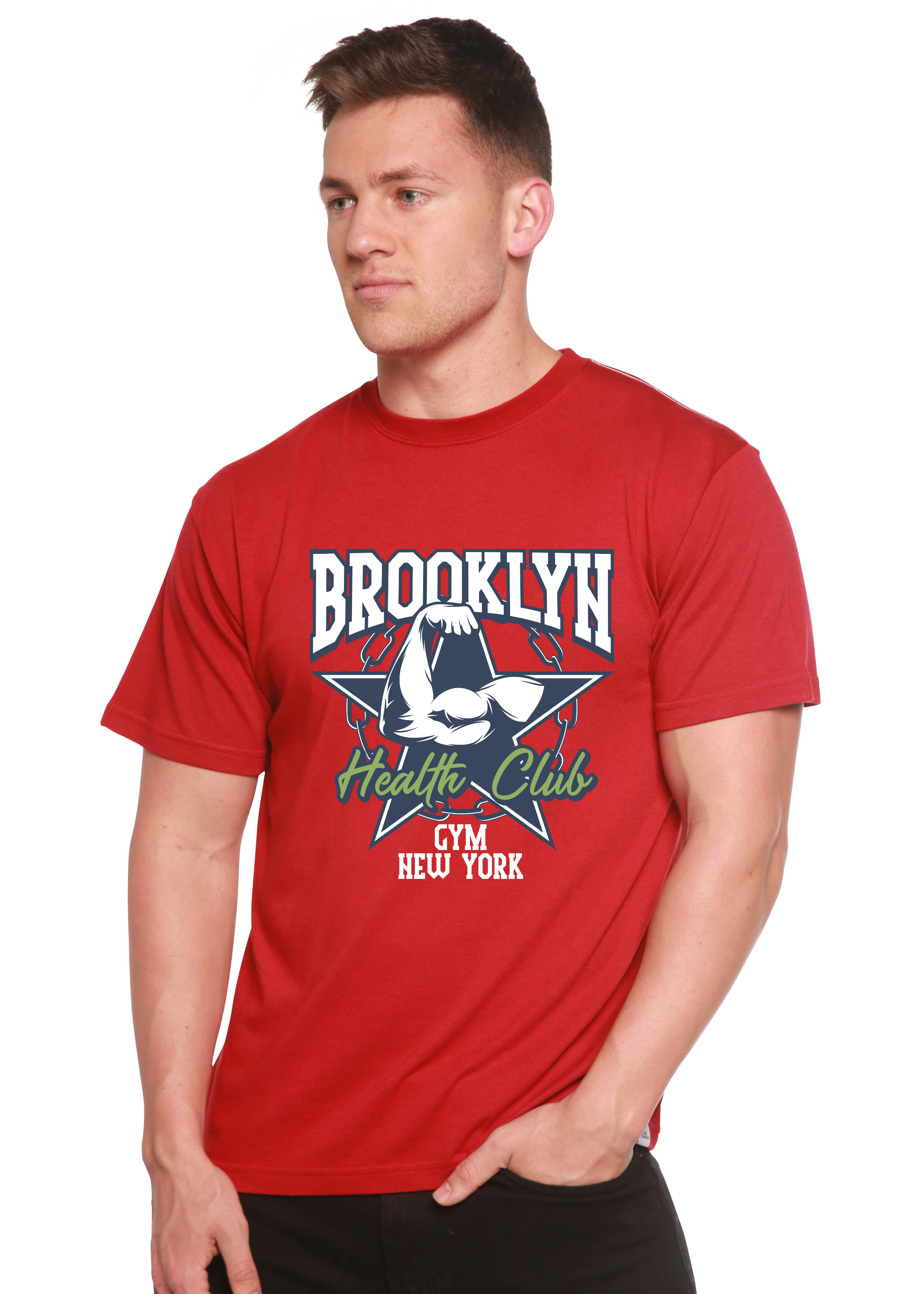 Brooklyn Health Club Men's Bamboo Viscose/Organic Cotton Short Sleeve Graphic T-Shirt - The7Letter