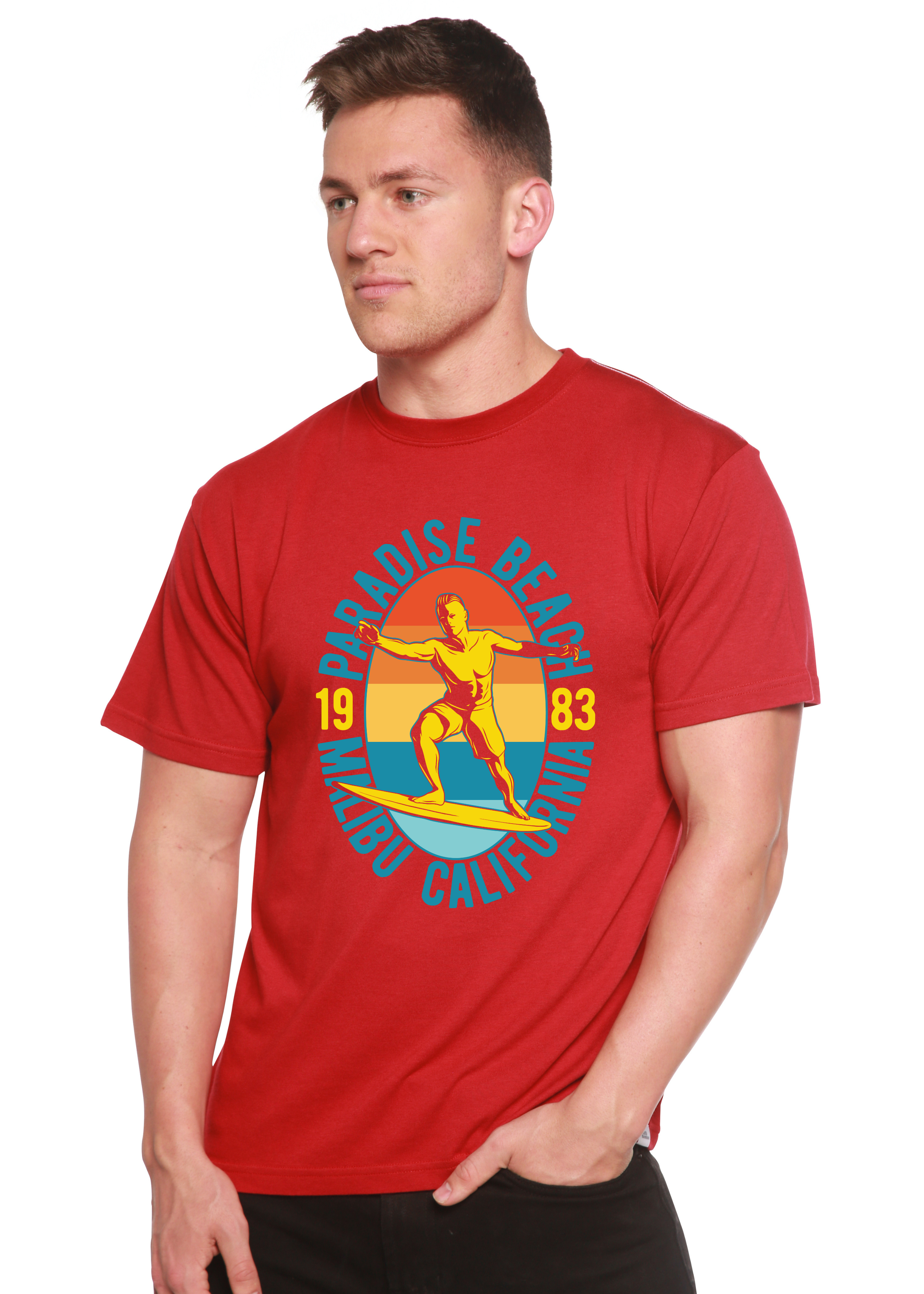 Paradise Beach 1983 Men's Bamboo Viscose/Organic Cotton Short Sleeve Graphic T-Shirt - The7Letter