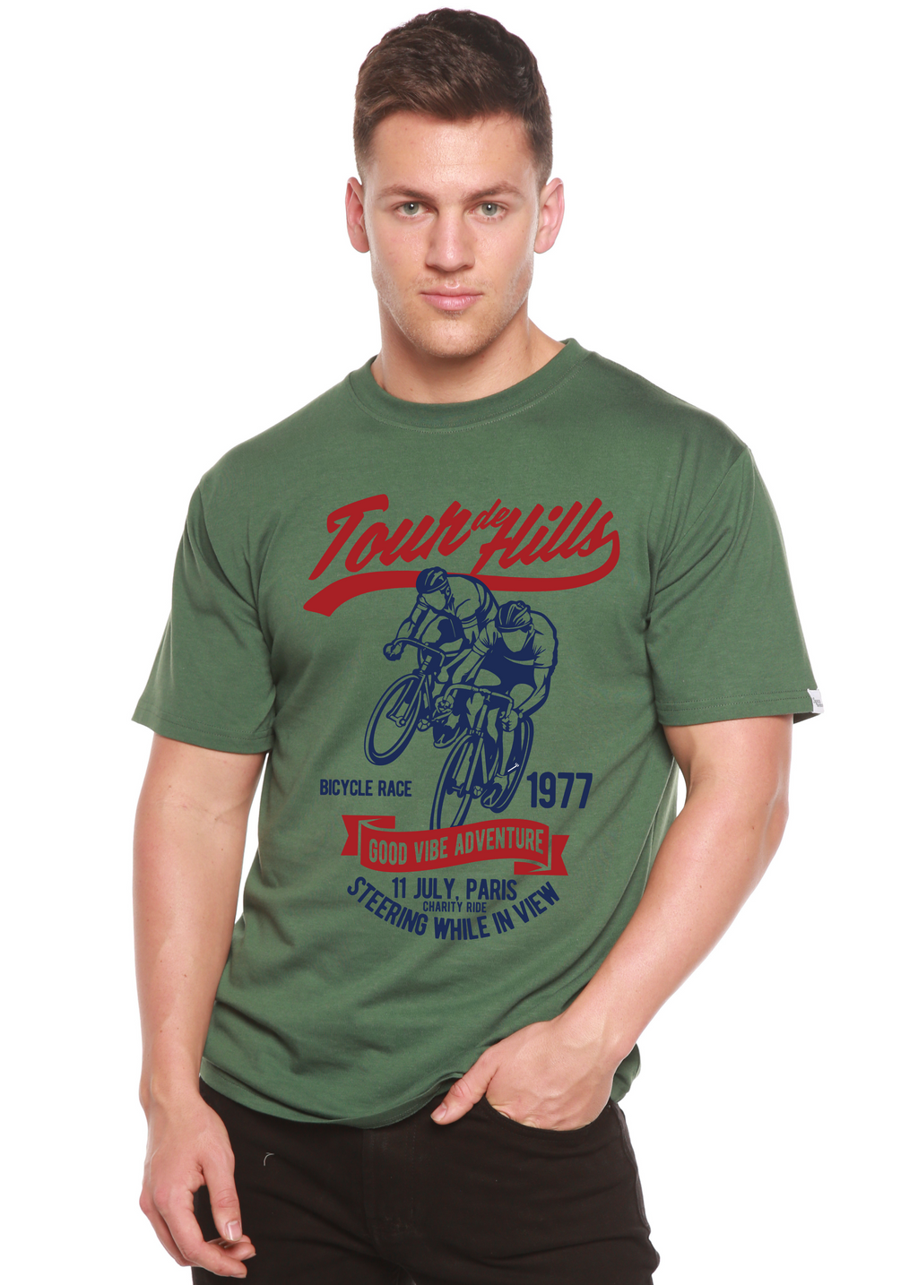 Tour De Hills Spun Bamboo® Men's Bamboo Viscose/Organic Cotton Short Sleeve Graphic T-Shirt - The7Letter