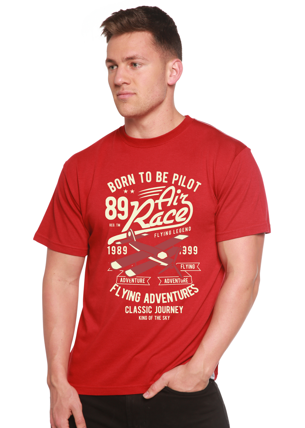 Born To Be Pilot Men's Bamboo Viscose/Organic Cotton Short Sleeve Graphic T-Shirt - The7Letter