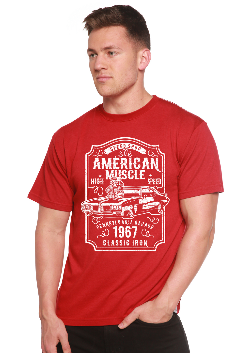 American Muscle Men's Bamboo Viscose/Organic Cotton Short Sleeve Graphic T-Shirt - The7Letter