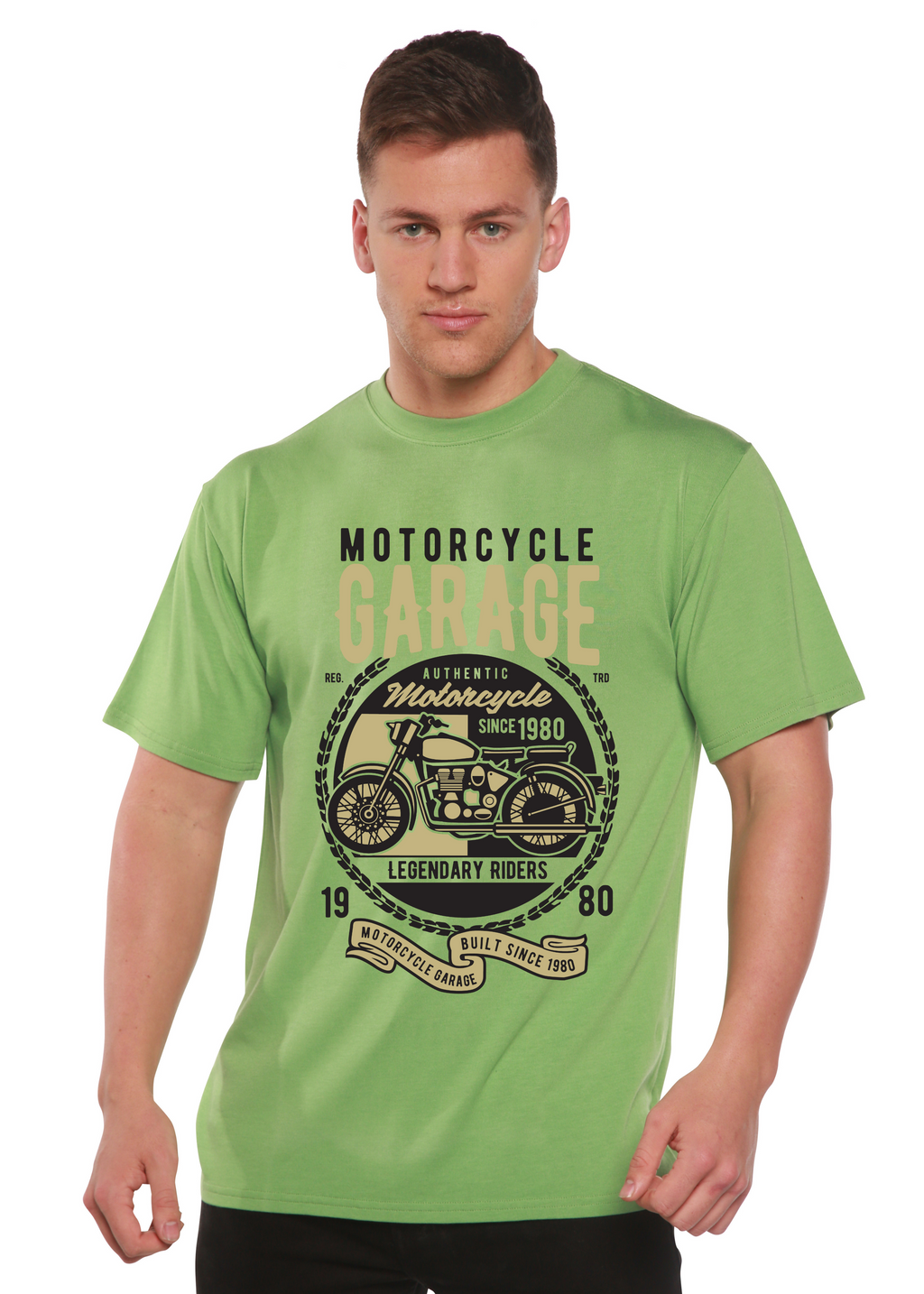 Motorcycle Garage Men's Bamboo Viscose/Organic Cotton Short Sleeve Graphic T-Shirt - The7Letter