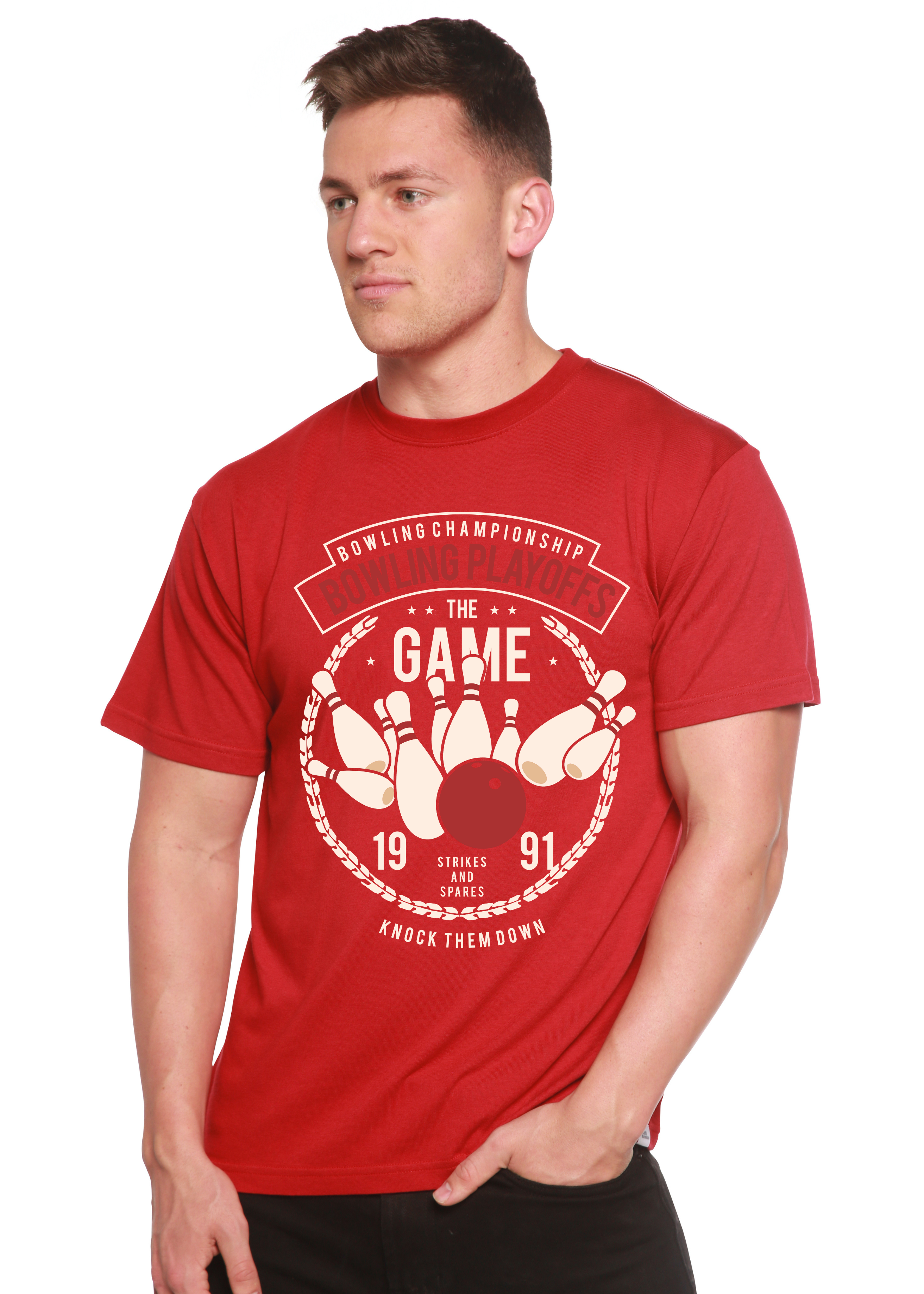 Bowling Playoffs Men's Bamboo Viscose/Organic Cotton Short Sleeve Graphic T-Shirt - The7Letter