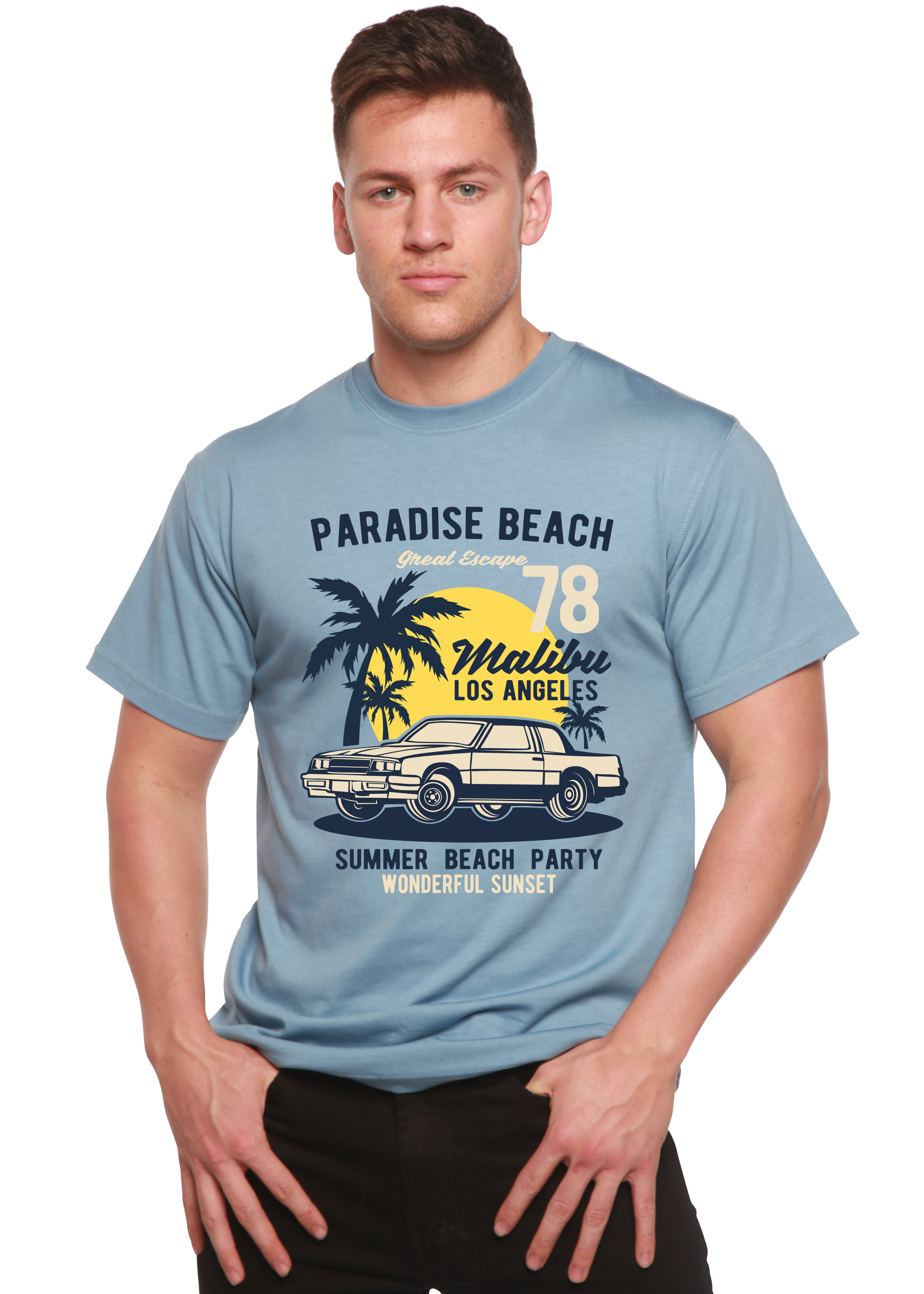Paradise Beach Spun Bamboo® Men's Bamboo Viscose/Organic Cotton Short Sleeve Graphic T-Shirt - The7Letter