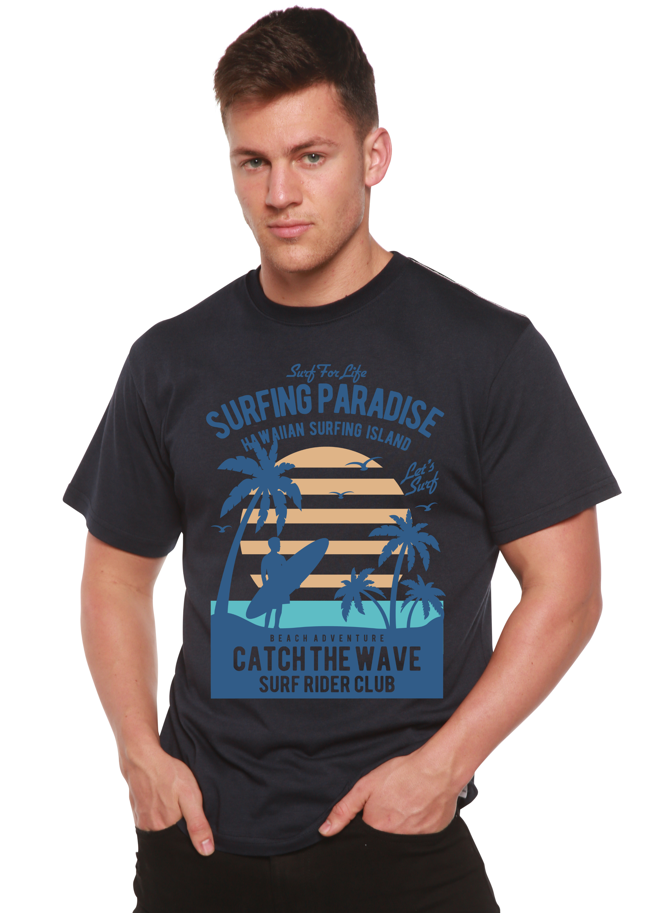 Surfing Paradis Spun Bamboo® Men's Bamboo Viscose/Organic Cotton Short Sleeve Graphic T-Shirt - The7Letter