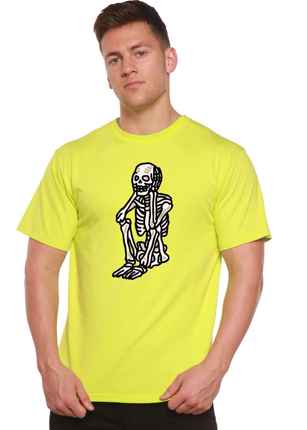 Sad Skeleton Halloween Unisex Bamboo Viscose/Organic Cotton Short Sleeve Graphic T-Shirt - The7Letter