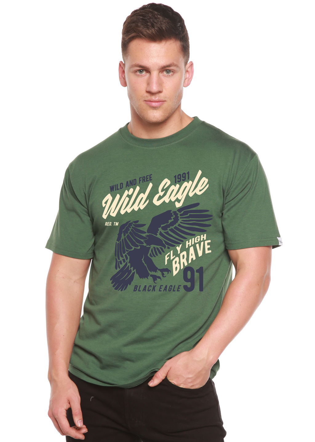 Wild Eagle Spun Bamboo® Men's Bamboo Viscose/Organic Cotton Short Sleeve Graphic T-Shirt - The7Letter