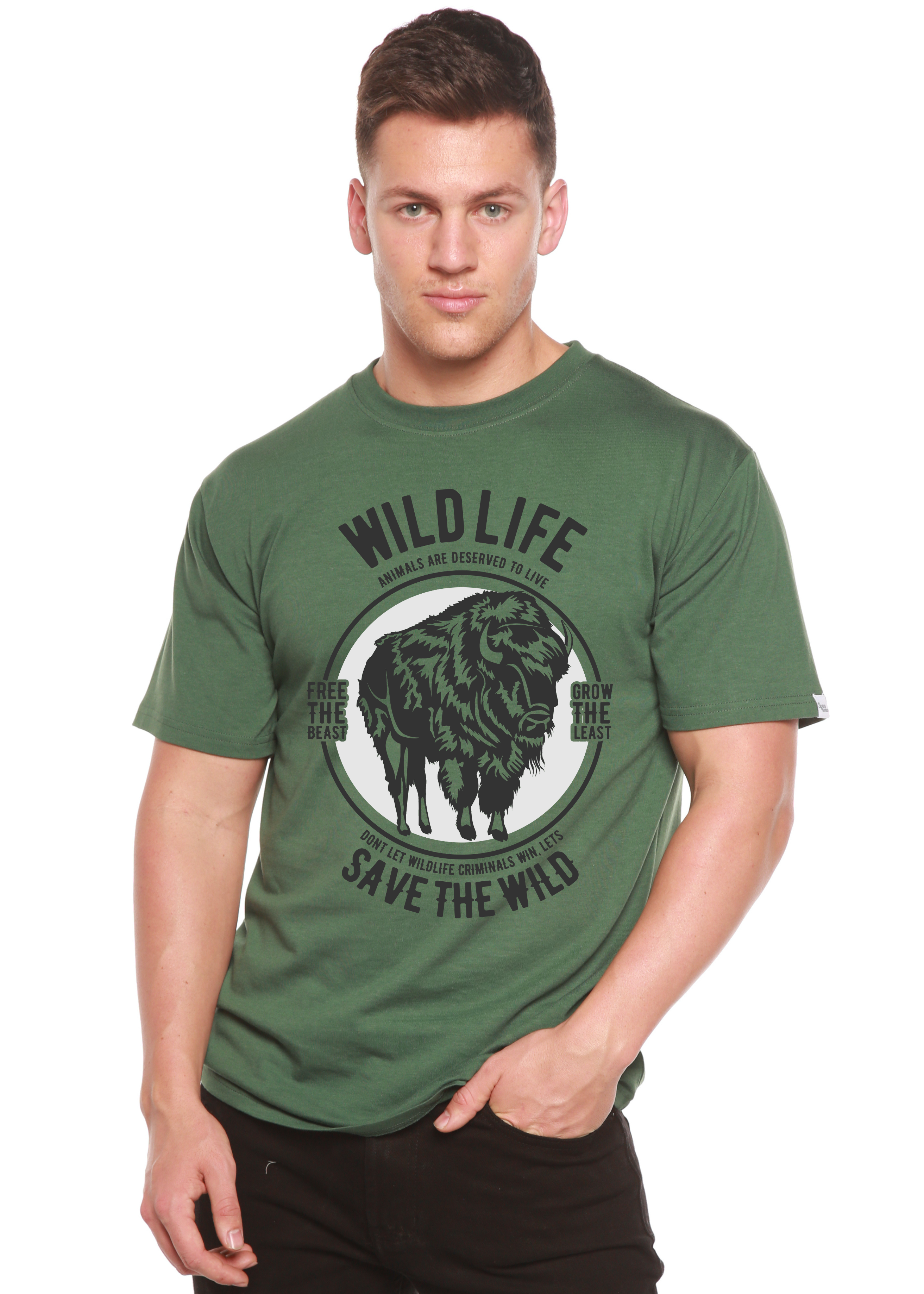 Wild Life Spun Bamboo® Men's Bamboo Viscose/Organic Cotton Short Sleeve Graphic T-Shirt - The7Letter