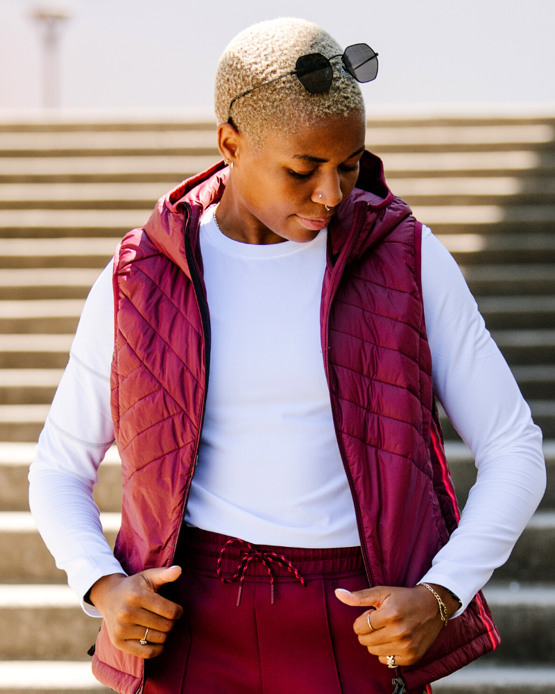 Powerstripe Eco-Friendly Down Hooded Vest - The7Letter