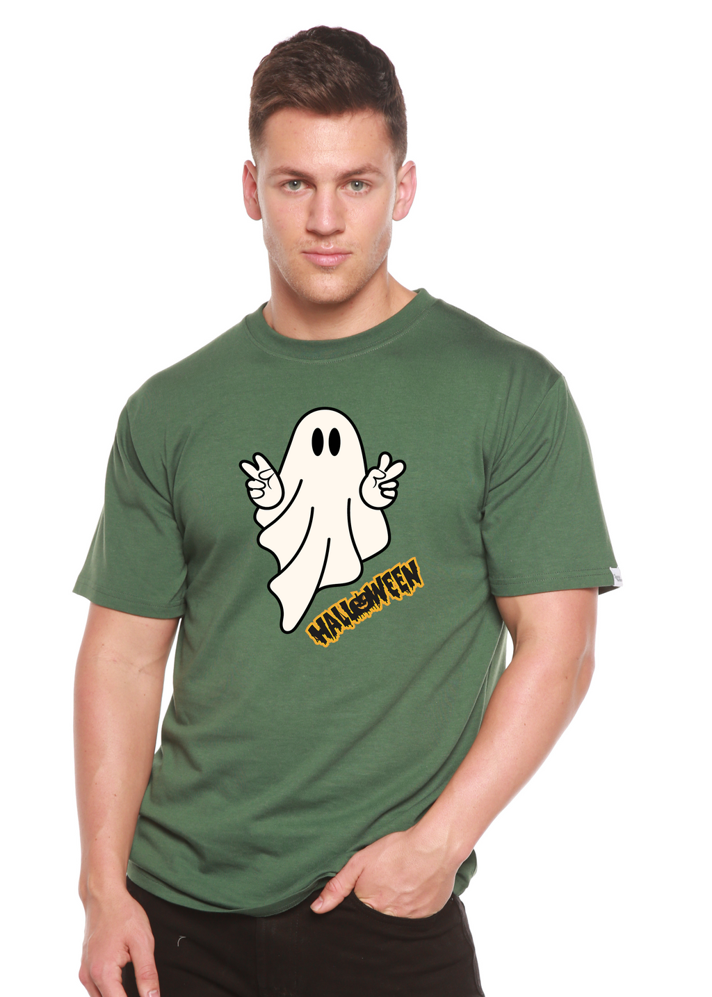 Halloween Ghost Unisex Bamboo Viscose/Organic Cotton Short Sleeve Graphic T-Shirt - The7Letter