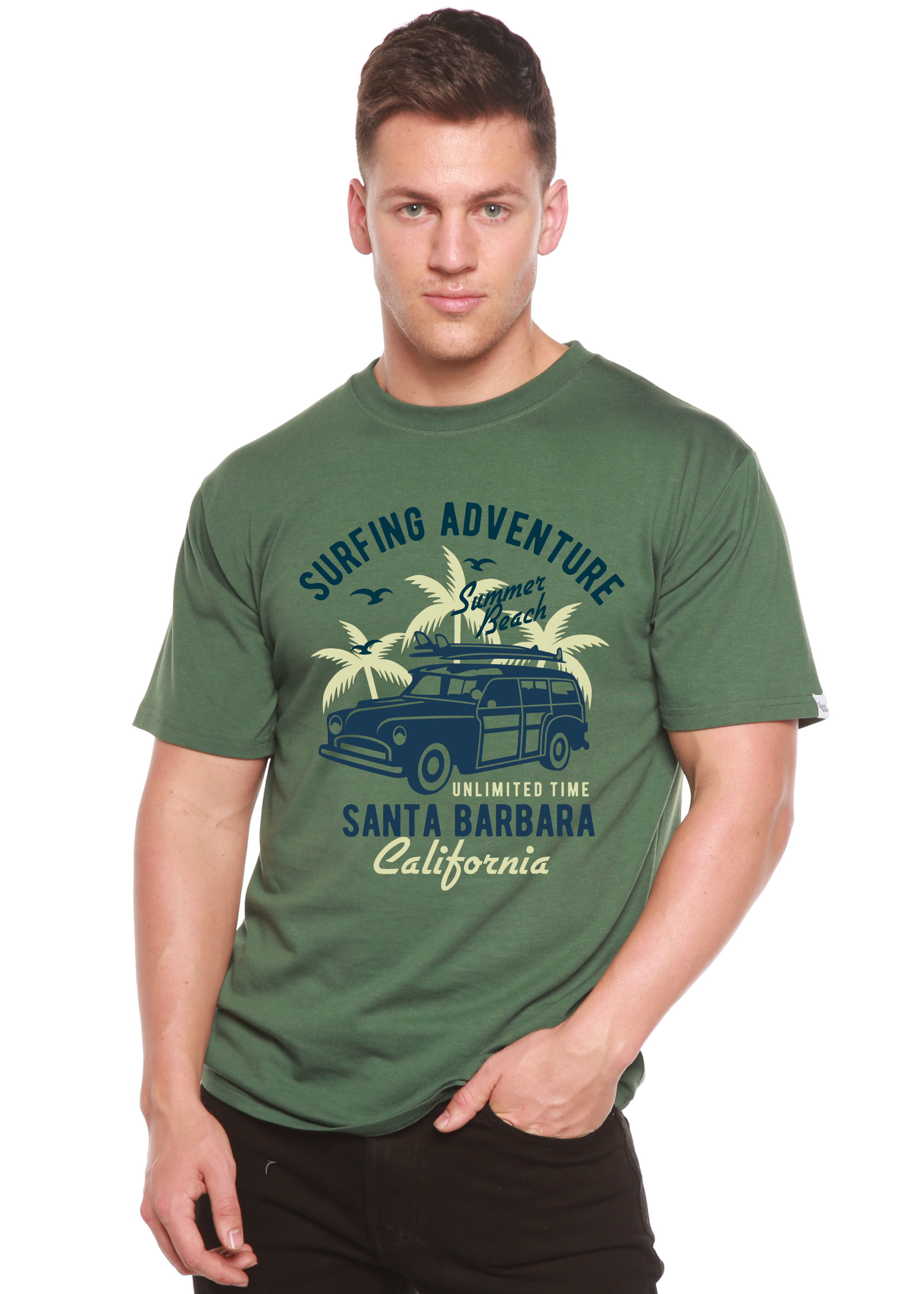 Surfing Adventure Spun Bamboo® Men's Bamboo Viscose/Organic Cotton Short Sleeve Graphic T-Shirt - The7Letter