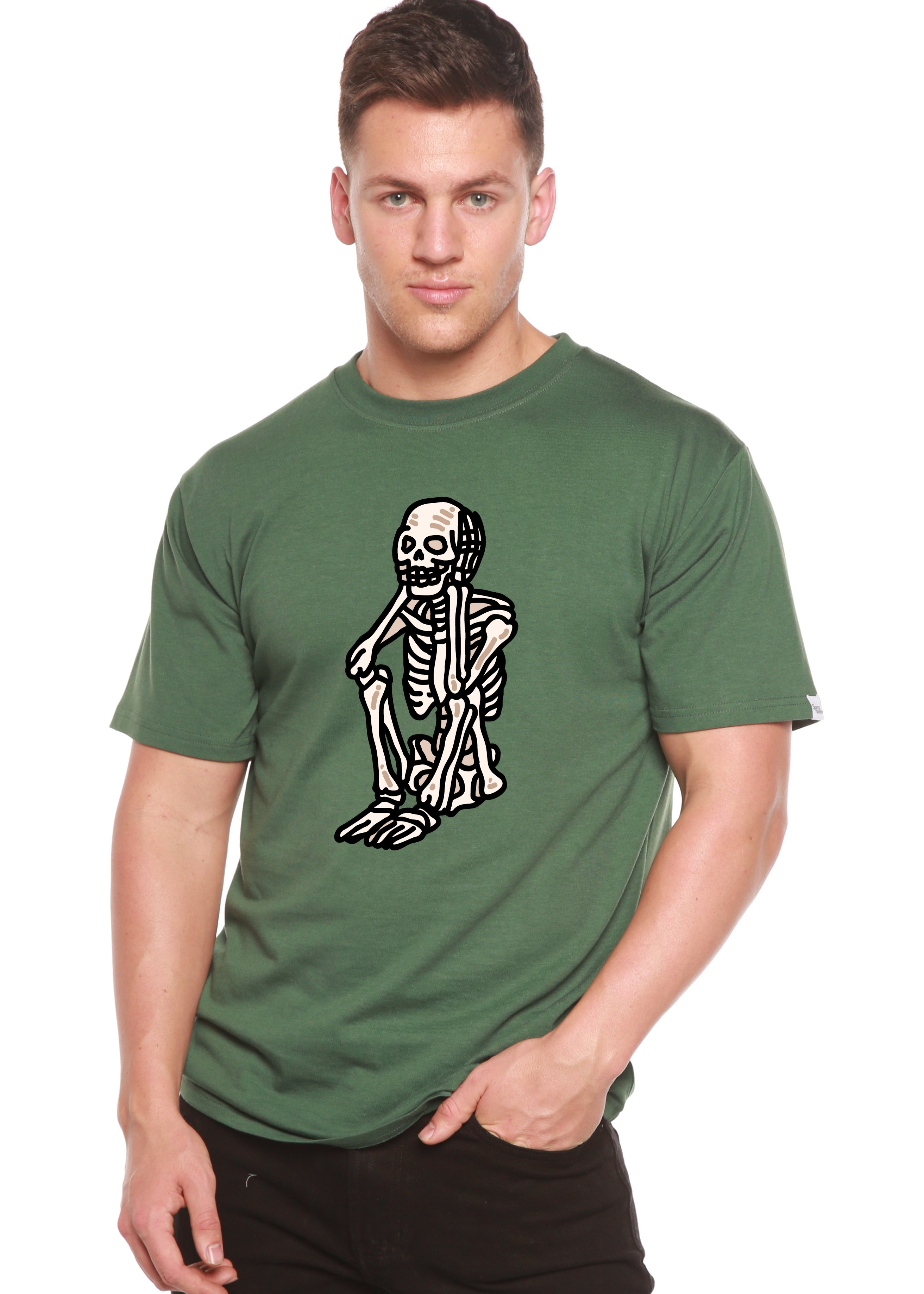 Sad Skeleton Halloween Unisex Bamboo Viscose/Organic Cotton Short Sleeve Graphic T-Shirt - The7Letter