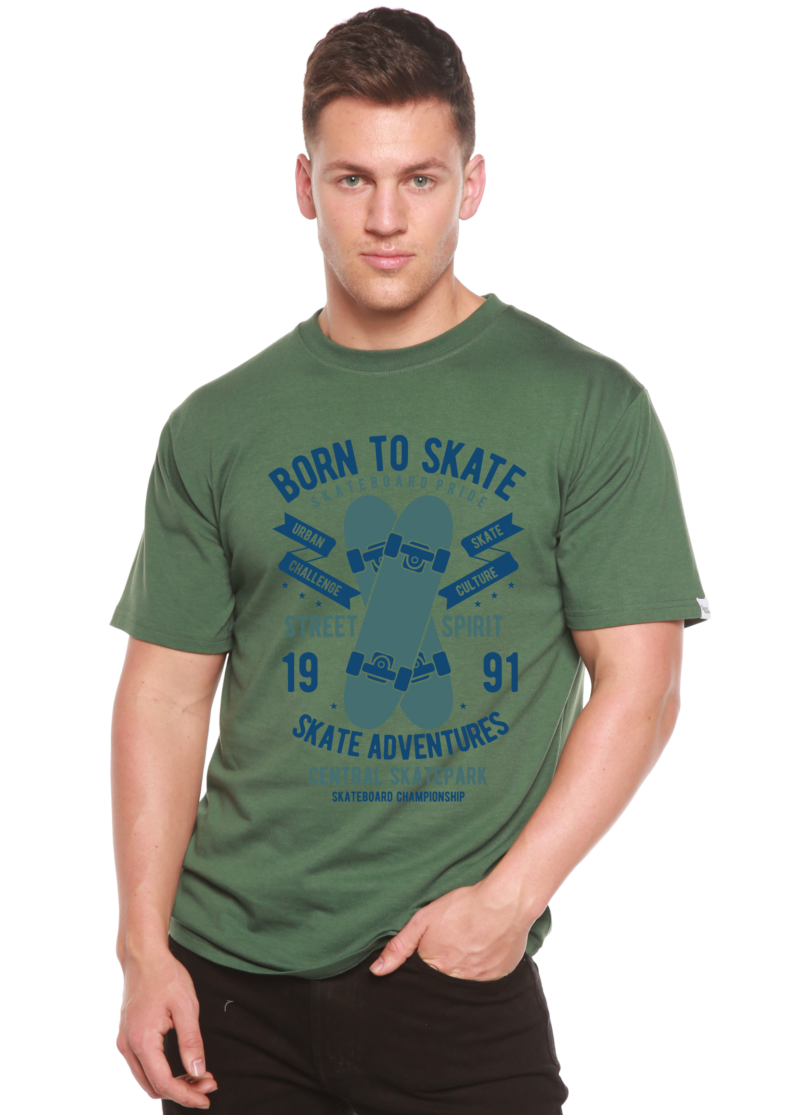 Born To Skate Men's Bamboo Viscose/Organic Cotton Short Sleeve Graphic T-Shirt - The7Letter