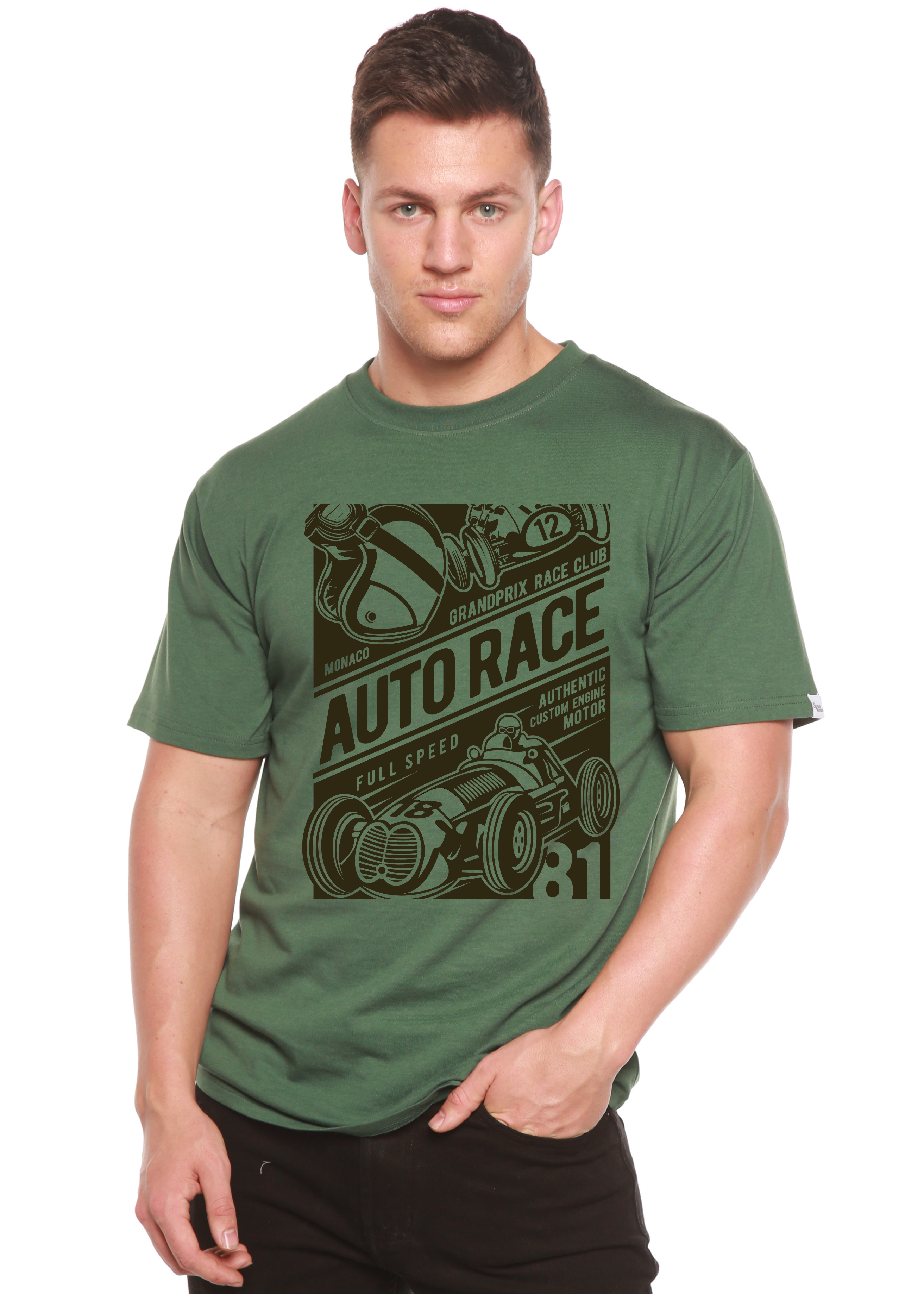 Auto Race Men's Bamboo Viscose/Organic Cotton Short Sleeve Graphic T-Shirt - The7Letter