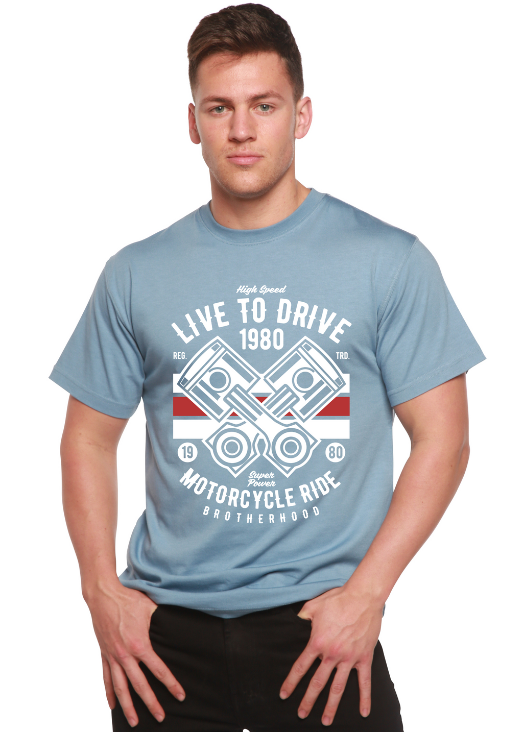Live To Ride 1980 Men's Bamboo Viscose/Organic Cotton Short Sleeve Graphic T-Shirt - The7Letter