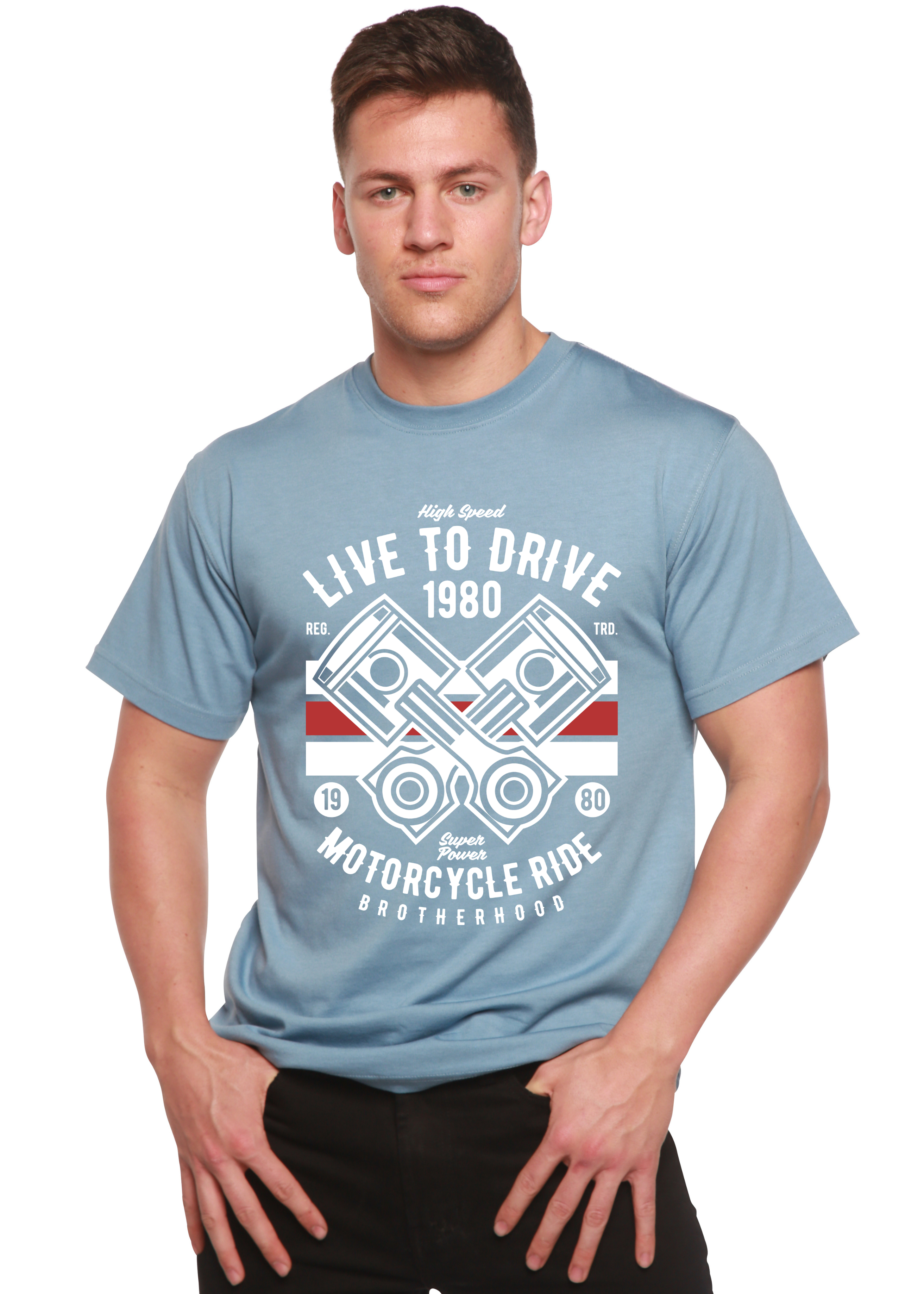 Live To Ride 1980 Men's Bamboo Viscose/Organic Cotton Short Sleeve Graphic T-Shirt - The7Letter