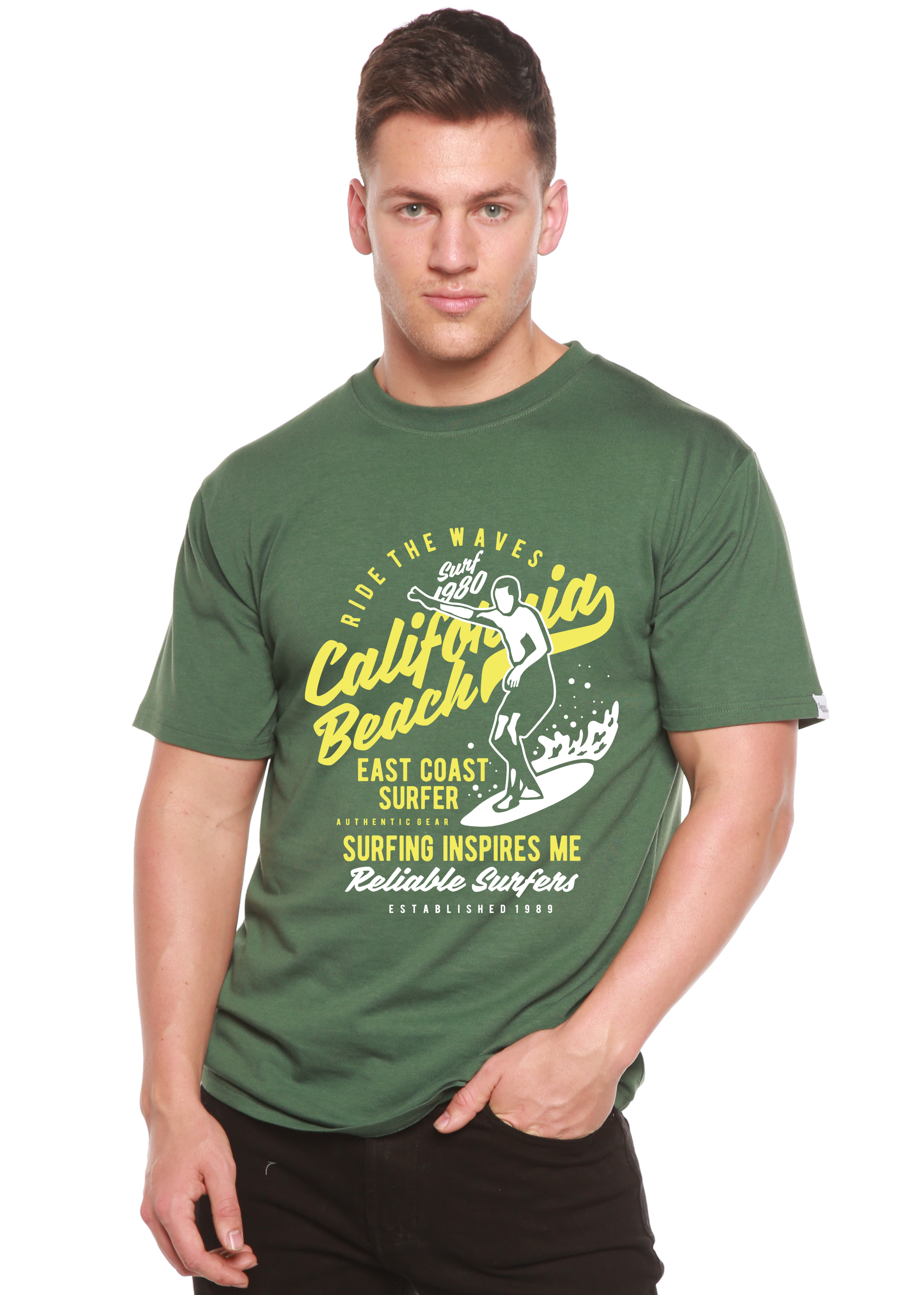 Ride The Waves Spun Bamboo® Men's Bamboo Viscose/Organic Cotton Short Sleeve Graphic T-Shirt - The7Letter