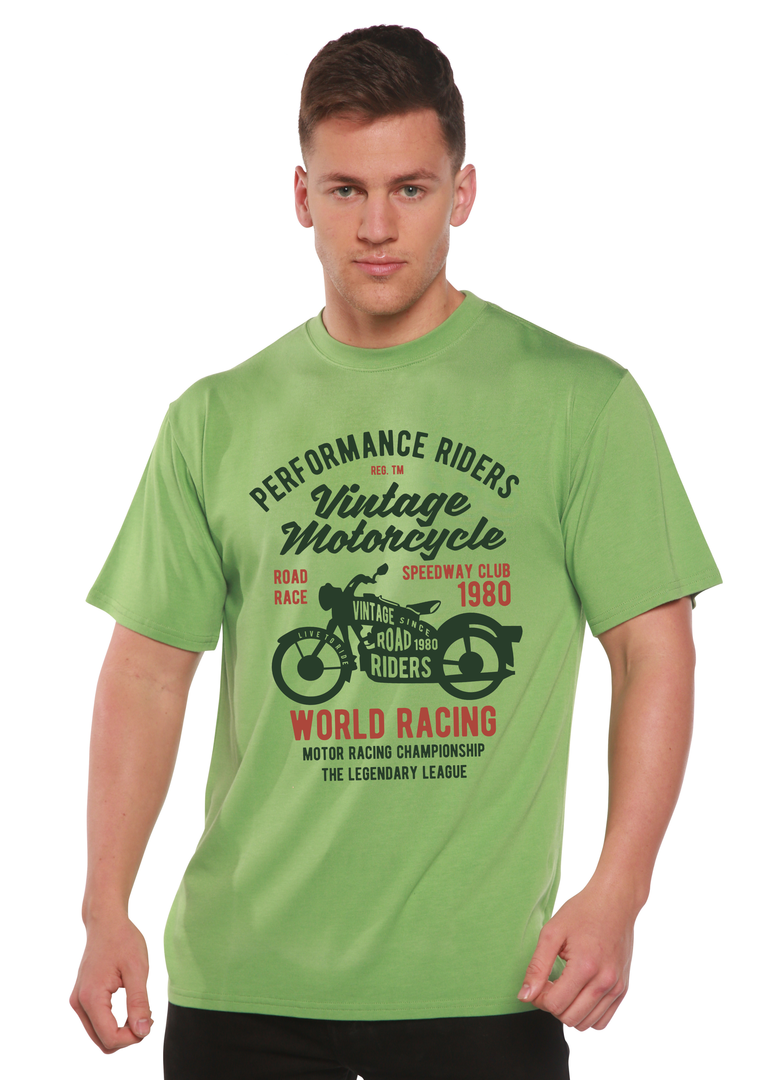 Vintage Motorcycle Spun Bamboo® Men's Bamboo Viscose/Organic Cotton Short Sleeve Graphic T-Shirt - The7Letter