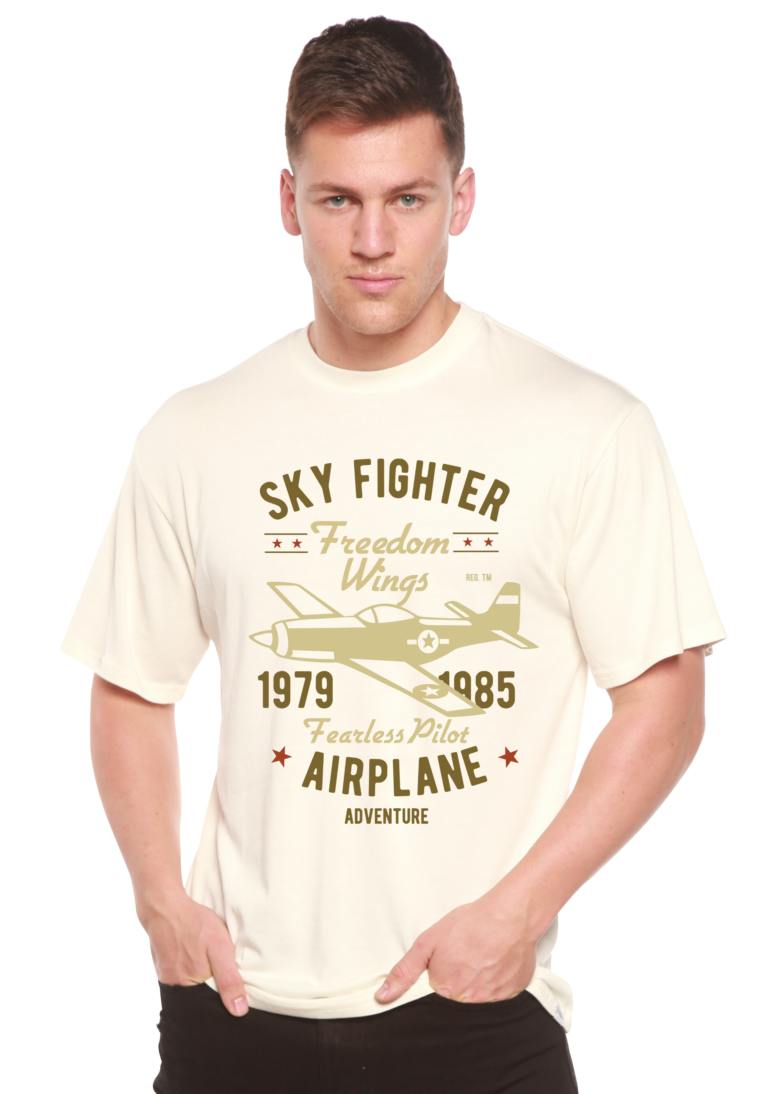 Sky Fighter Spun Bamboo® Men's Bamboo Viscose/Organic Cotton Short Sleeve Graphic T-Shirt - The7Letter