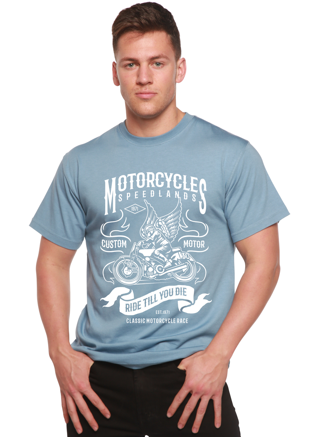 Motorcycles Men's Bamboo Viscose/Organic Cotton Short Sleeve Graphic T-Shirt - The7Letter