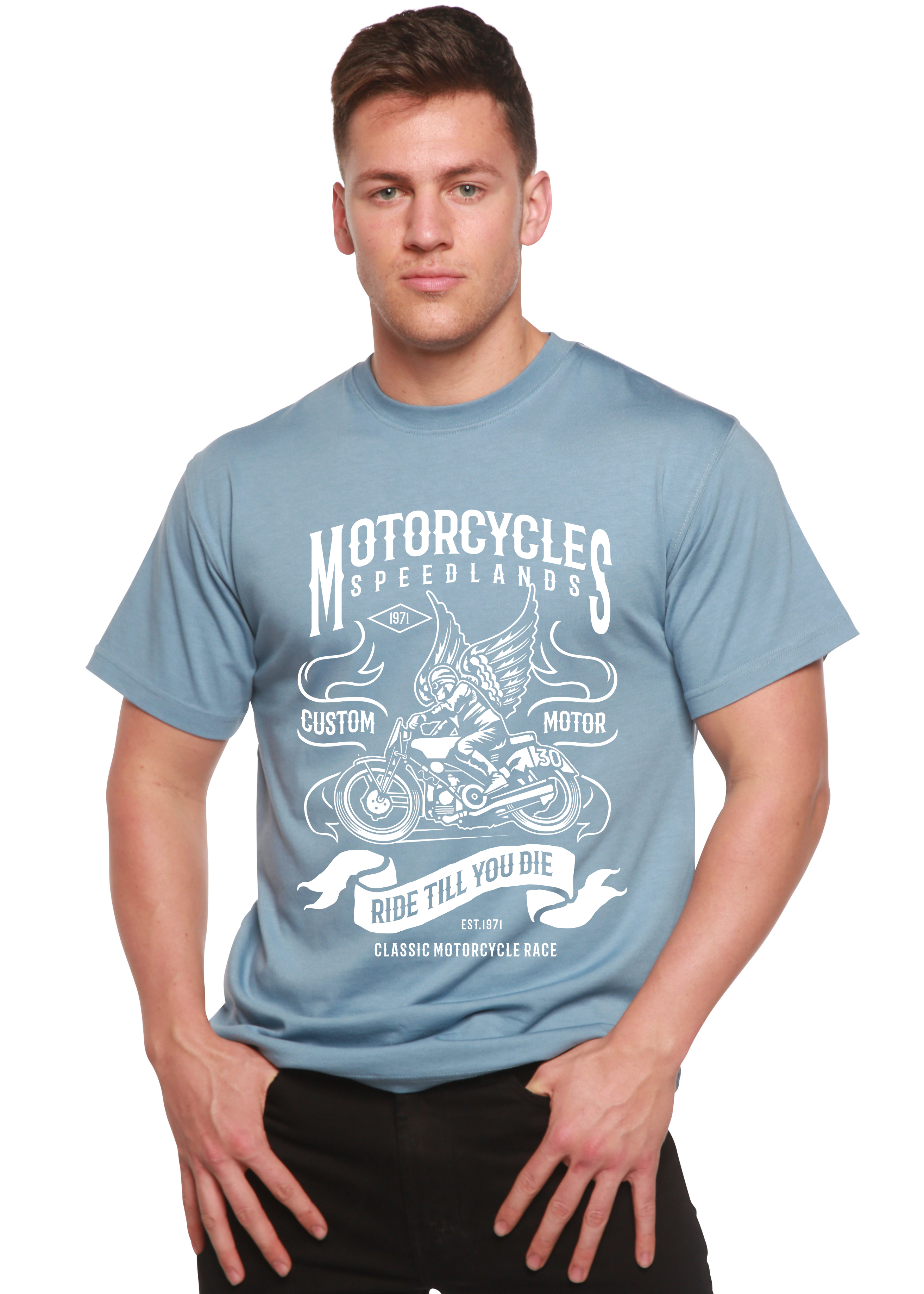 Motorcycles Men's Bamboo Viscose/Organic Cotton Short Sleeve Graphic T-Shirt - The7Letter