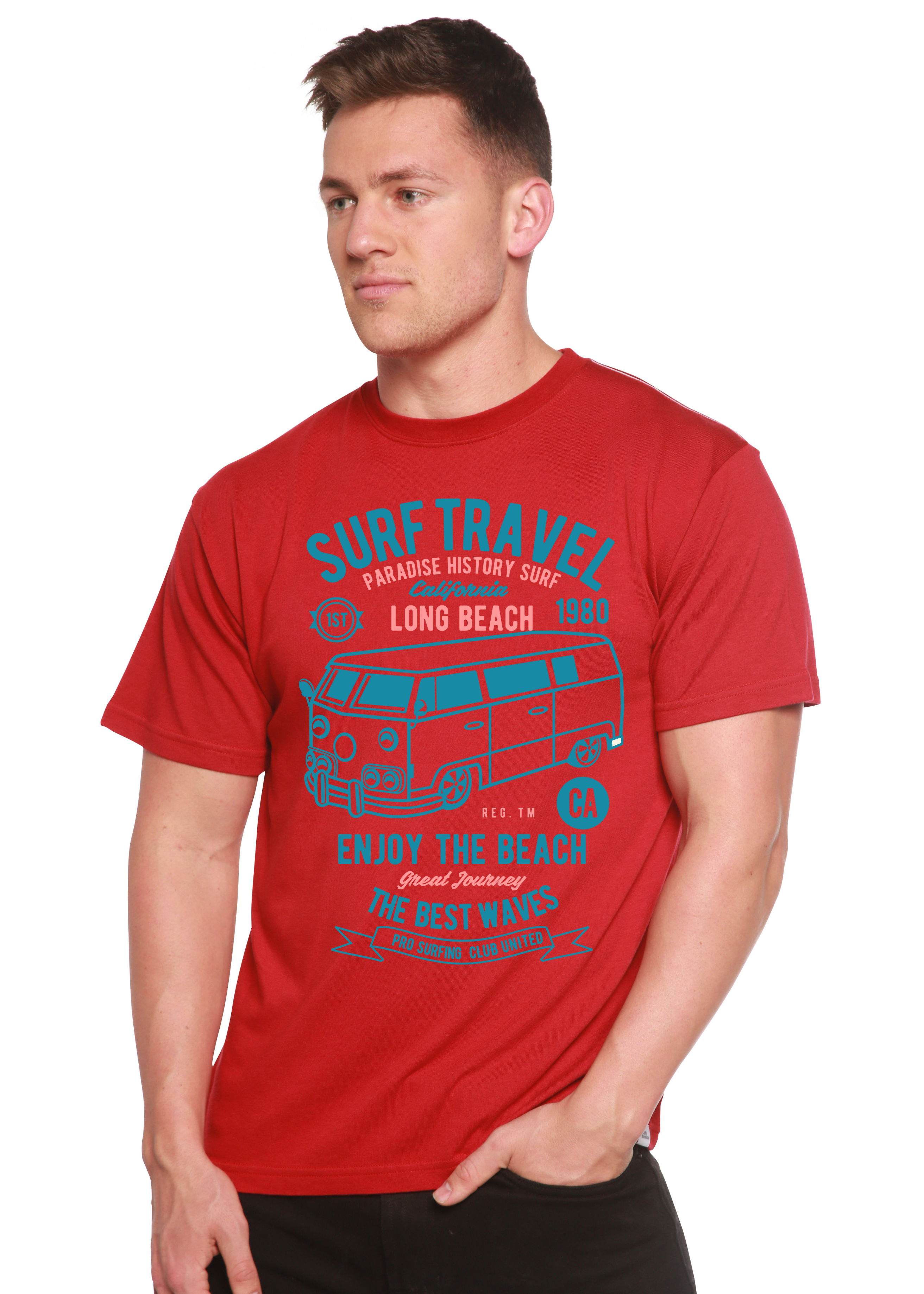 Surf Travel Spun Bamboo® Men's Bamboo Viscose/Organic Cotton Short Sleeve Graphic T-Shirt - The7Letter