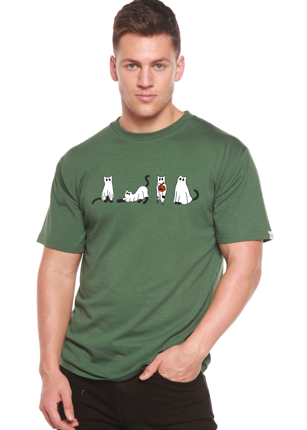 Halloween Cats Men's Bamboo Viscose/Organic Cotton Short Sleeve Graphic T-Shirt - The7Letter