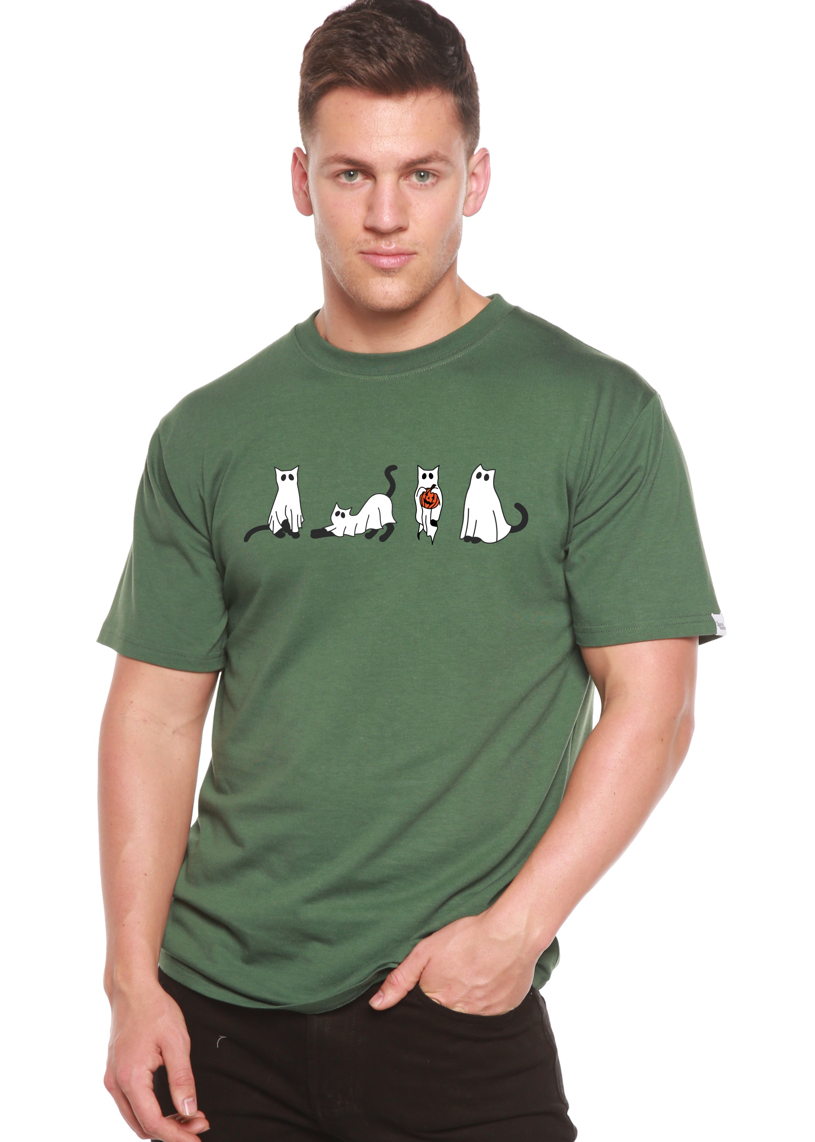 Halloween Cats Men's Bamboo Viscose/Organic Cotton Short Sleeve Graphic T-Shirt - The7Letter