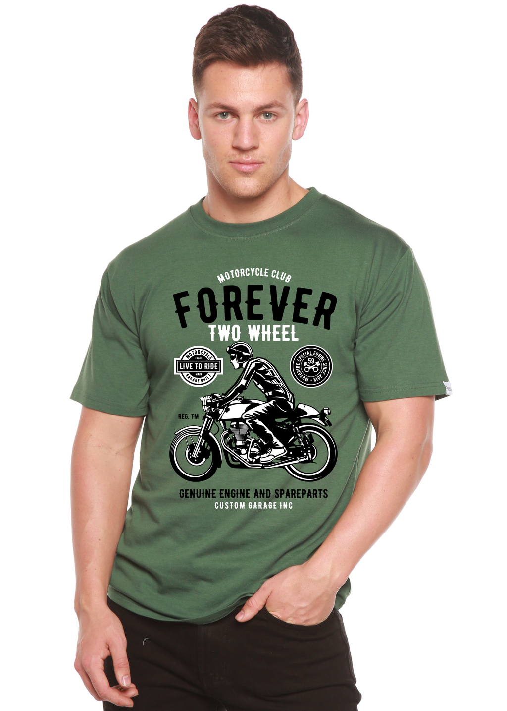 Forever Two Wheel Men's Bamboo Viscose/Organic Cotton Short Sleeve Graphic T-Shirt - The7Letter