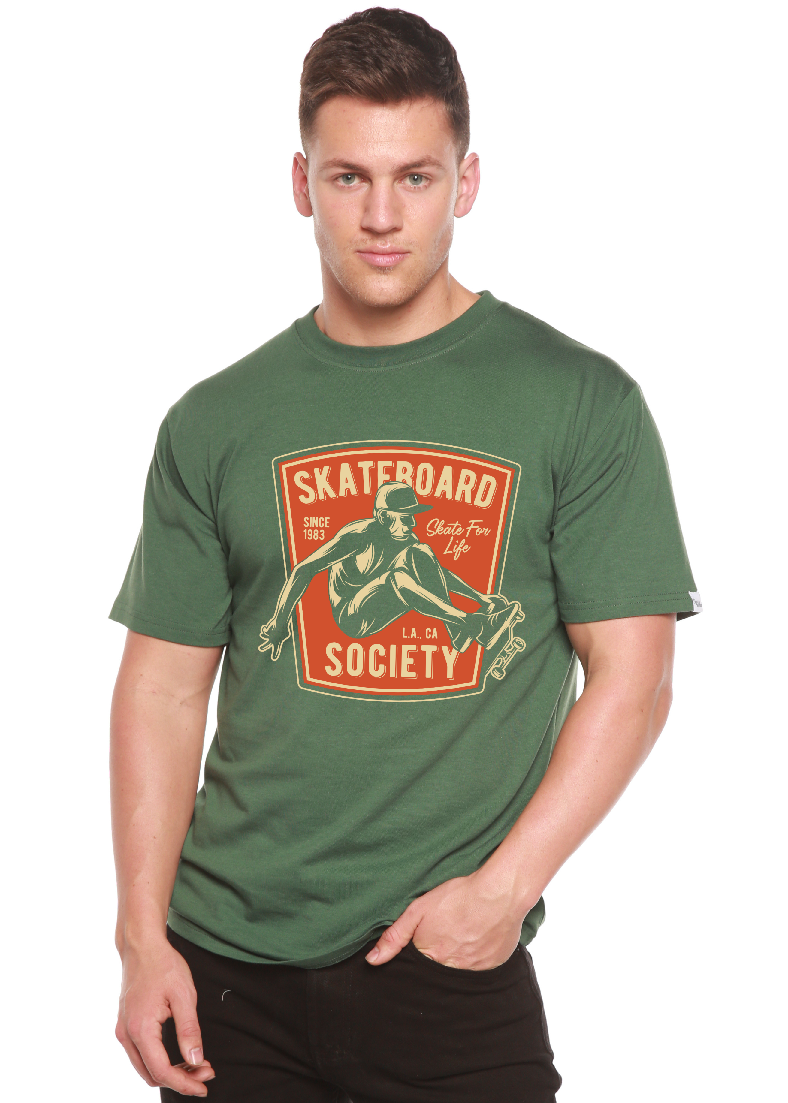 Skateboard Society Men's Bamboo Viscose/Organic Cotton Short Sleeve Graphic T-Shirt - The7Letter