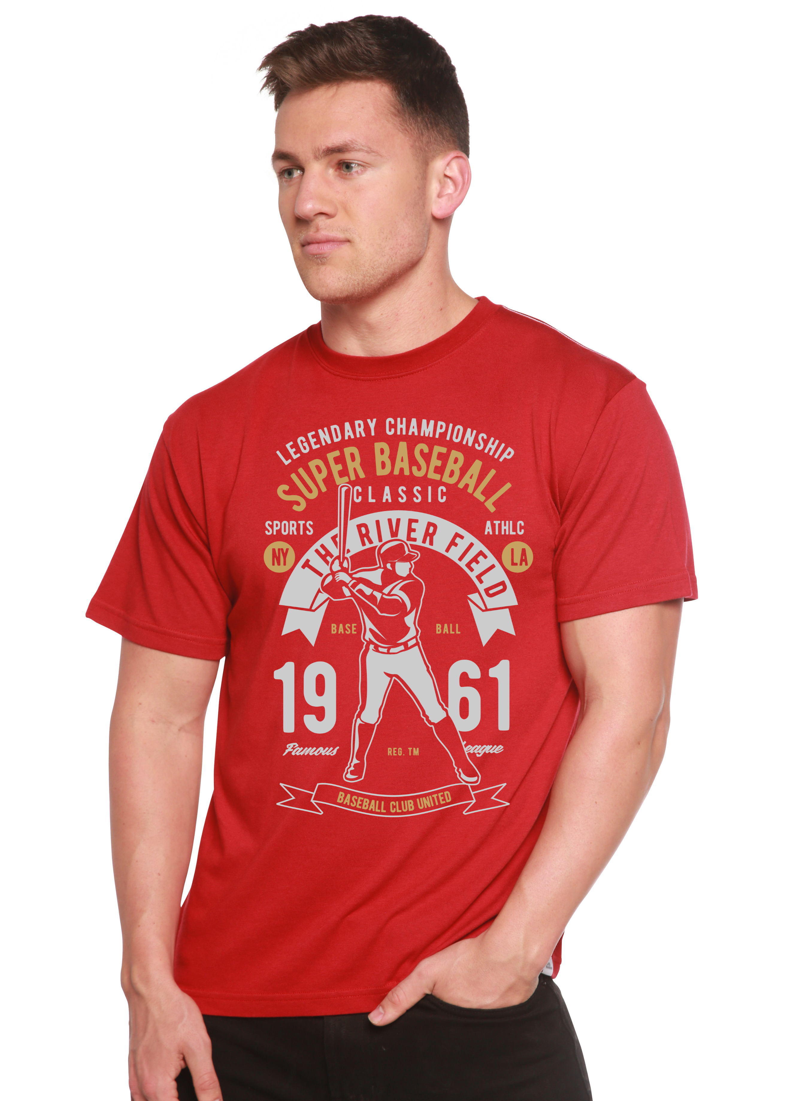 Super Baseball Spun Bamboo® Men's Bamboo Viscose/Organic Cotton Short Sleeve Graphic T-Shirt - The7Letter
