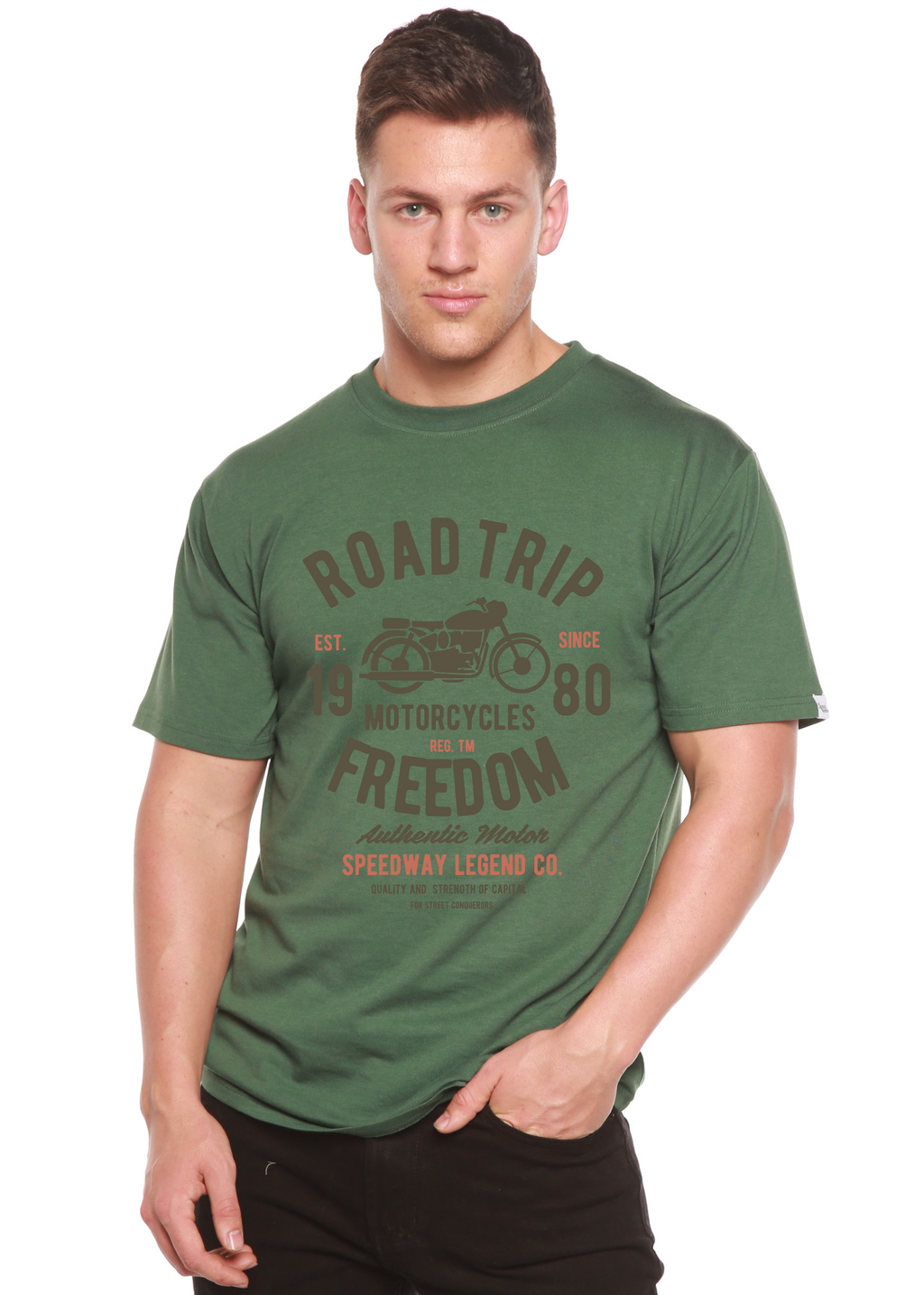 Road Trip Spun Bamboo® Men's Bamboo Viscose/Organic Cotton Short Sleeve Graphic T-Shirt - The7Letter