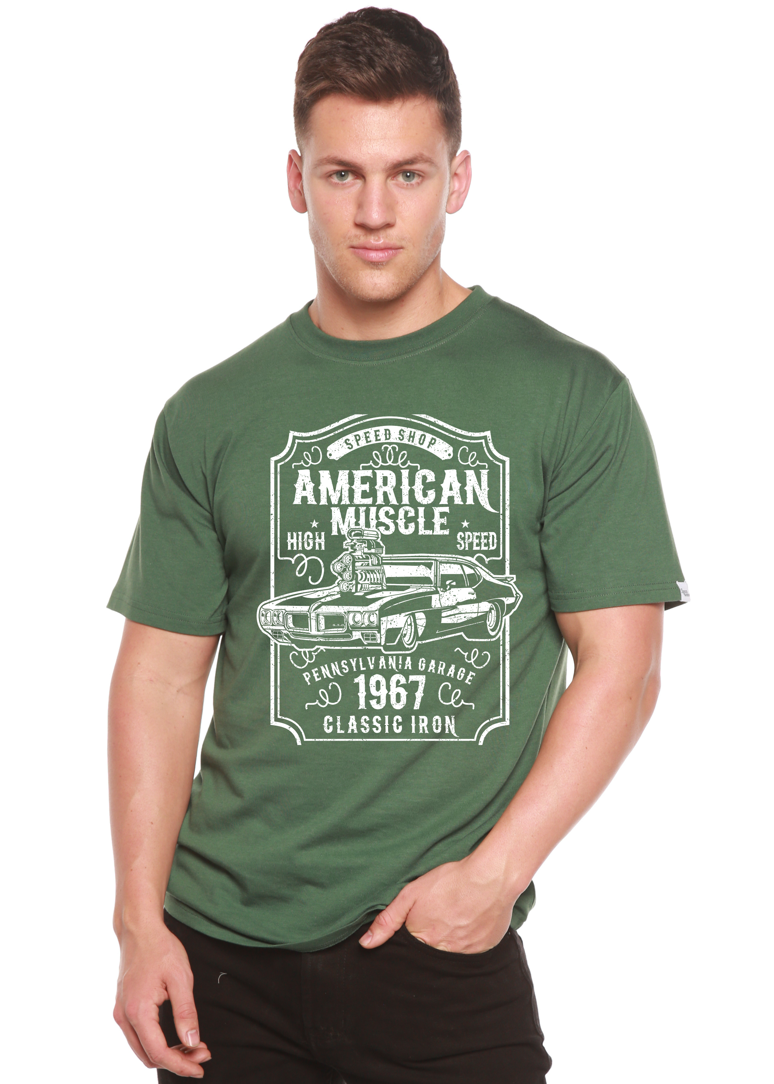 American Muscle Men's Bamboo Viscose/Organic Cotton Short Sleeve Graphic T-Shirt - The7Letter