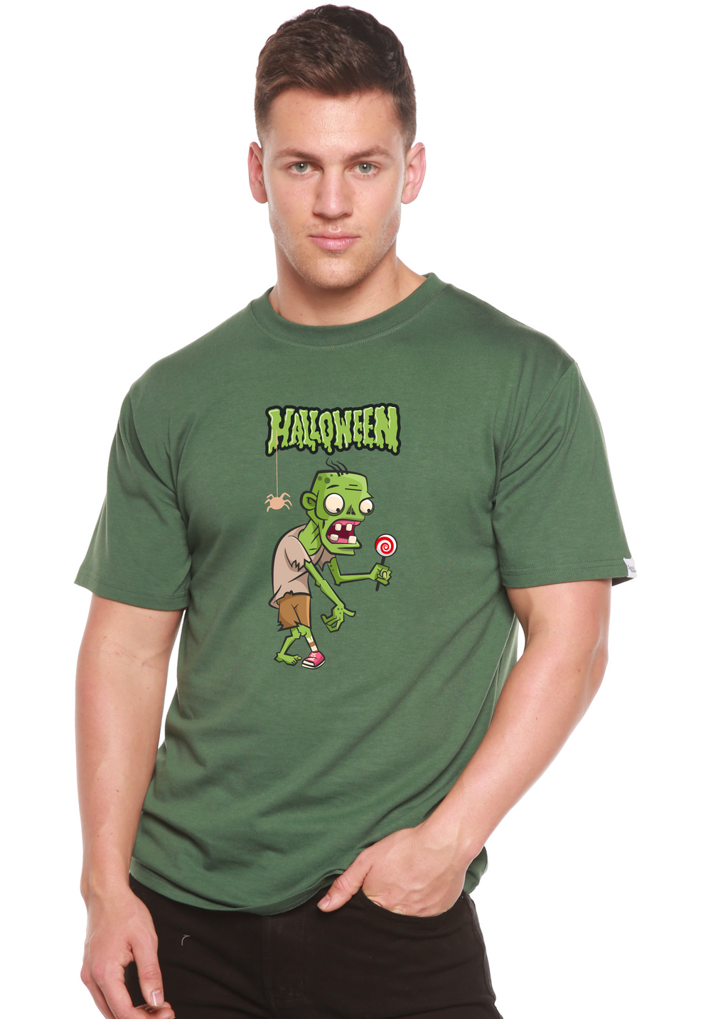 Halloween Green Monster Unisex Bamboo Viscose/Organic Cotton Short Sleeve Graphic T-Shirt - The7Letter