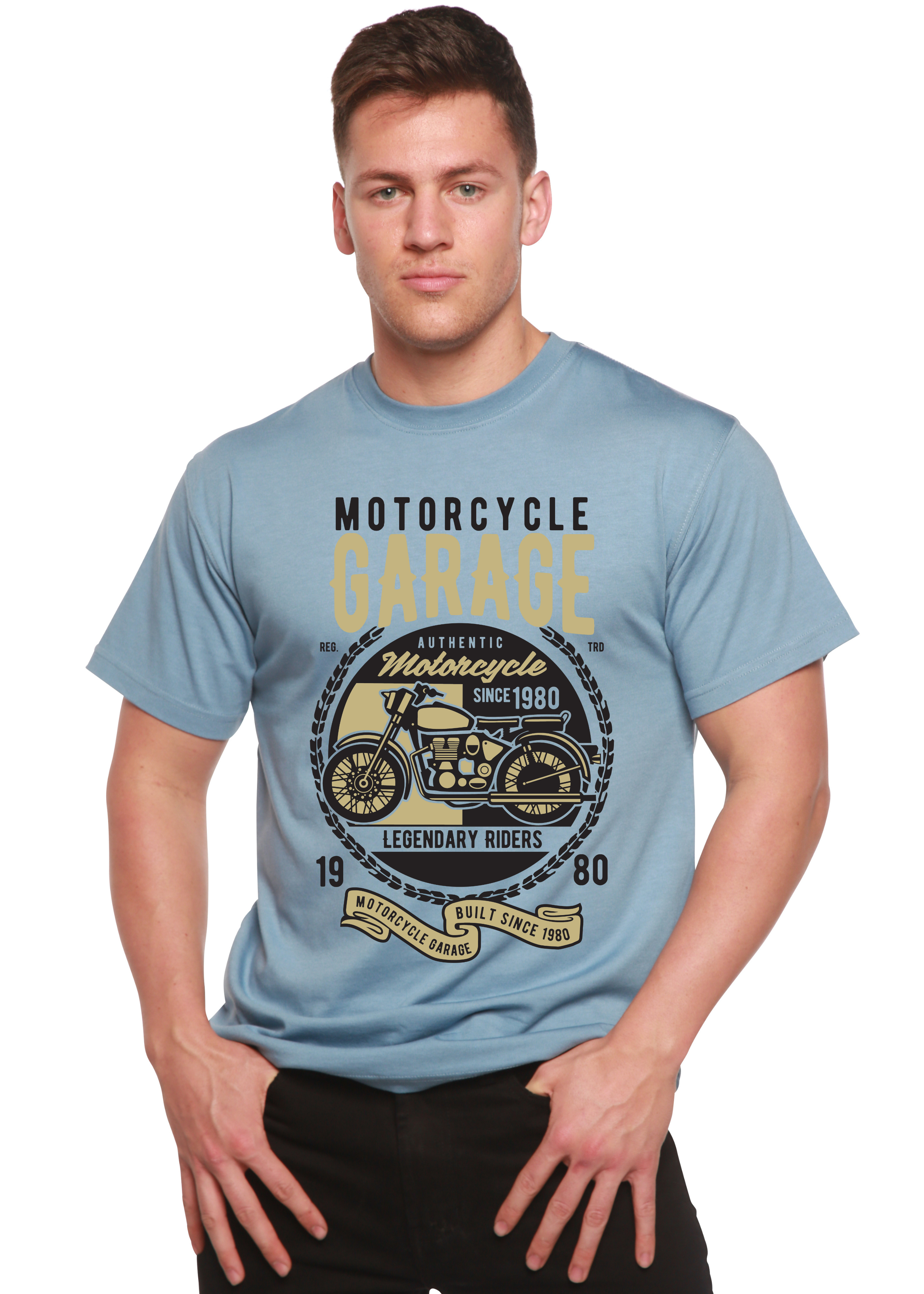 Motorcycle Garage Men's Bamboo Viscose/Organic Cotton Short Sleeve Graphic T-Shirt - The7Letter
