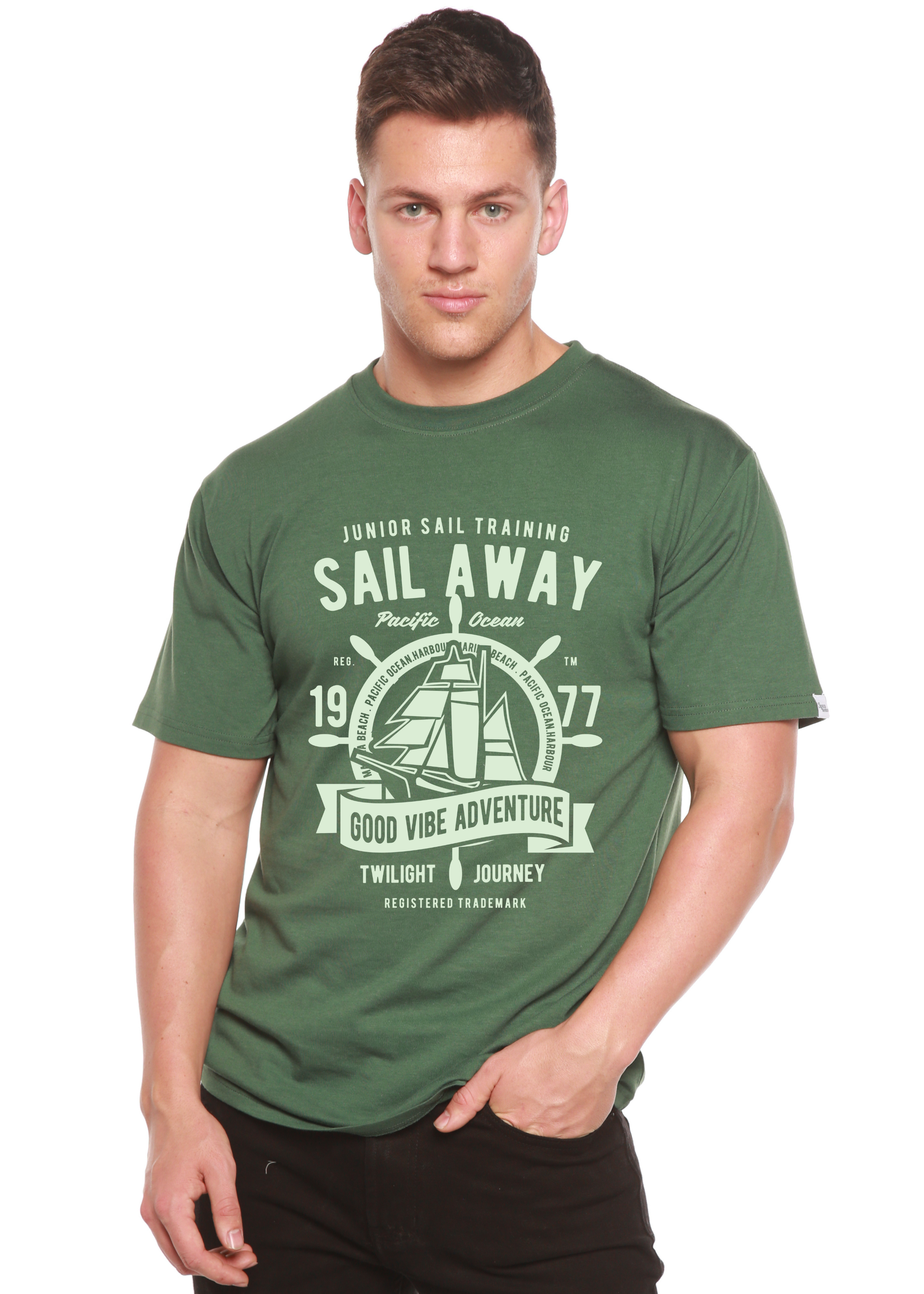 Sail Away Spun Bamboo® Men's Bamboo Viscose/Organic Cotton Short Sleeve Graphic T-Shirt - The7Letter