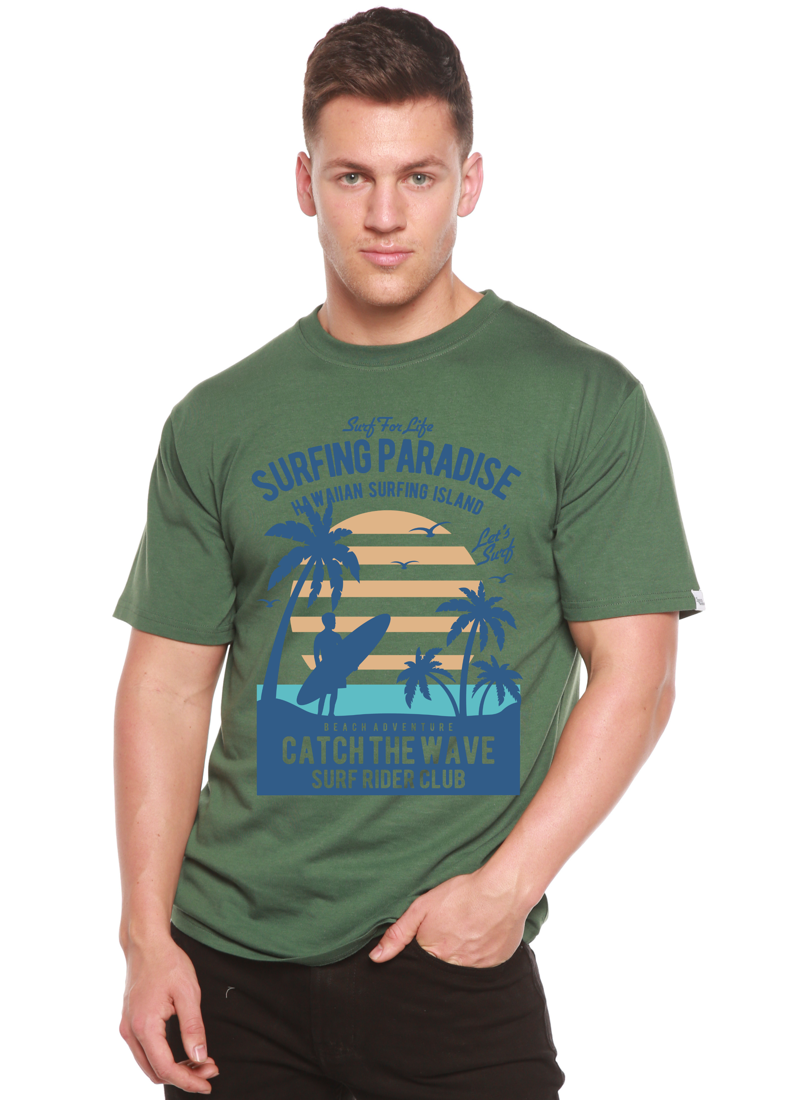 Surfing Paradis Spun Bamboo® Men's Bamboo Viscose/Organic Cotton Short Sleeve Graphic T-Shirt - The7Letter