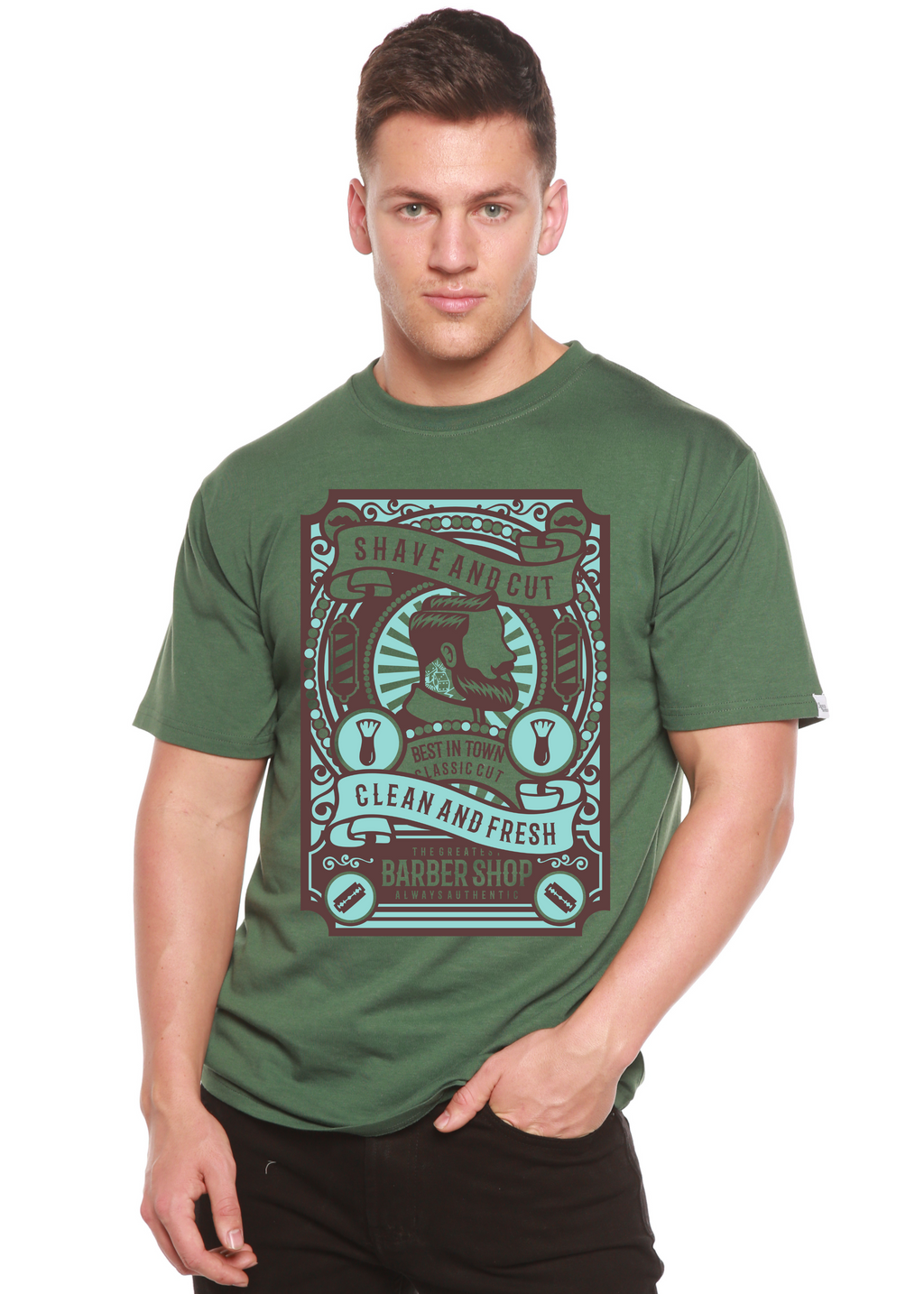 Shave and Cut Spun Bamboo® Men's Bamboo Viscose/Organic Cotton Short Sleeve Graphic T-Shirt - The7Letter