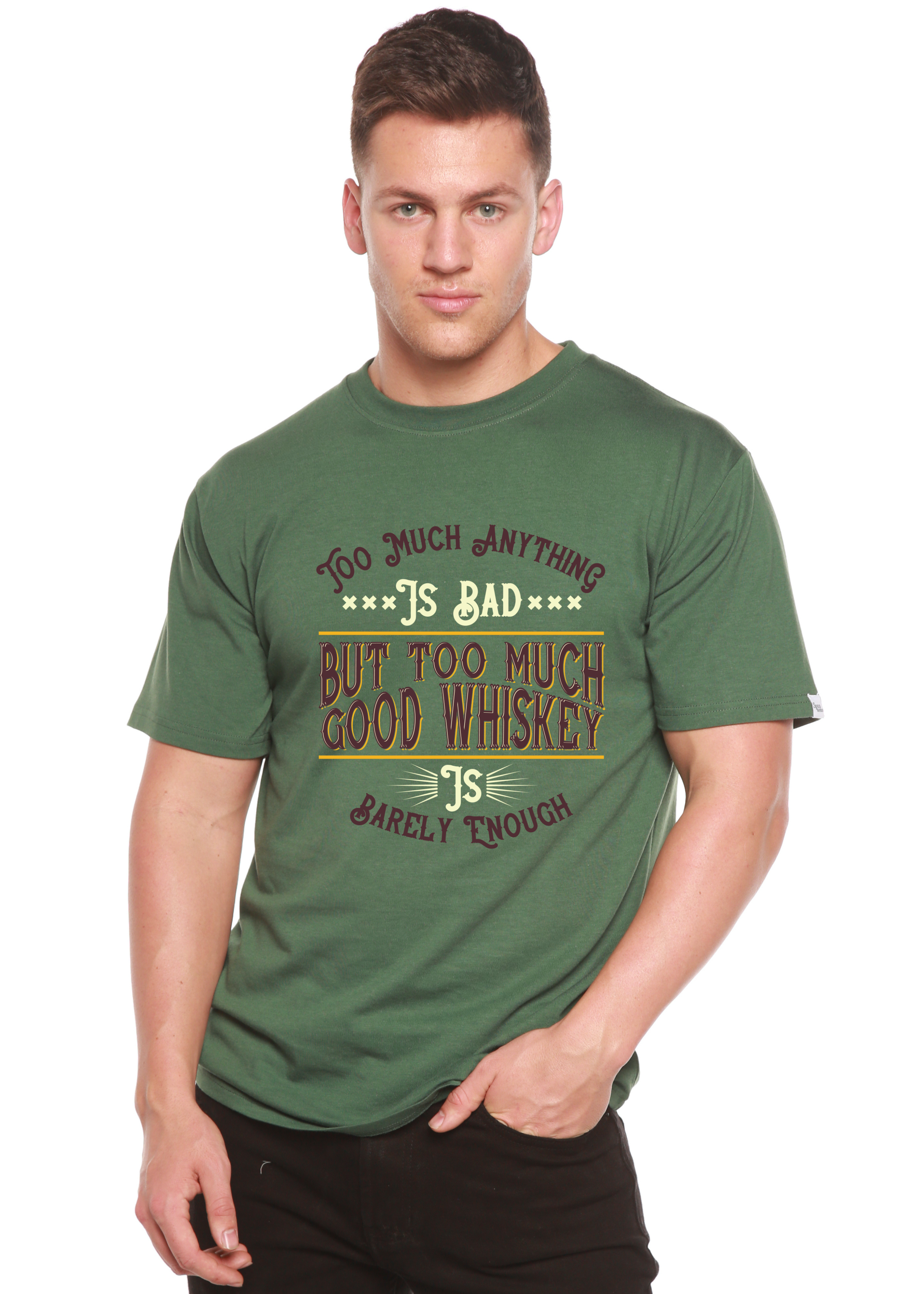 But Too Much Good Whiskey Men's Bamboo Viscose/Organic Cotton Short Sleeve Graphic T-Shirt - The7Letter
