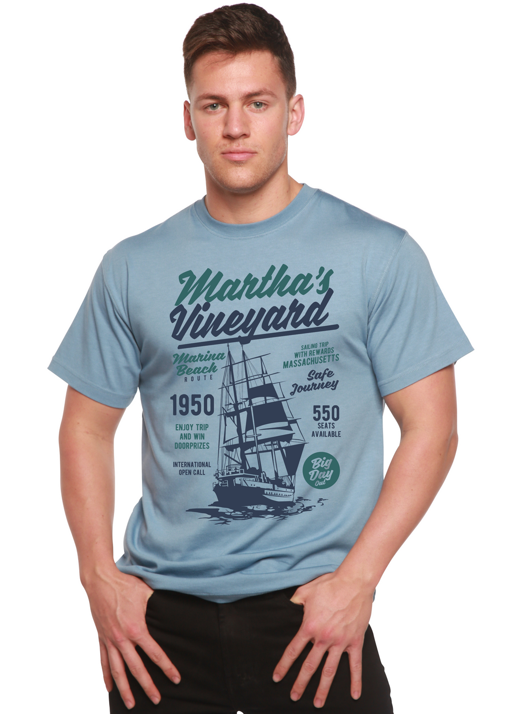Martha's vineyard Men's Bamboo Viscose/Organic Cotton Short Sleeve Graphic T-Shirt - The7Letter