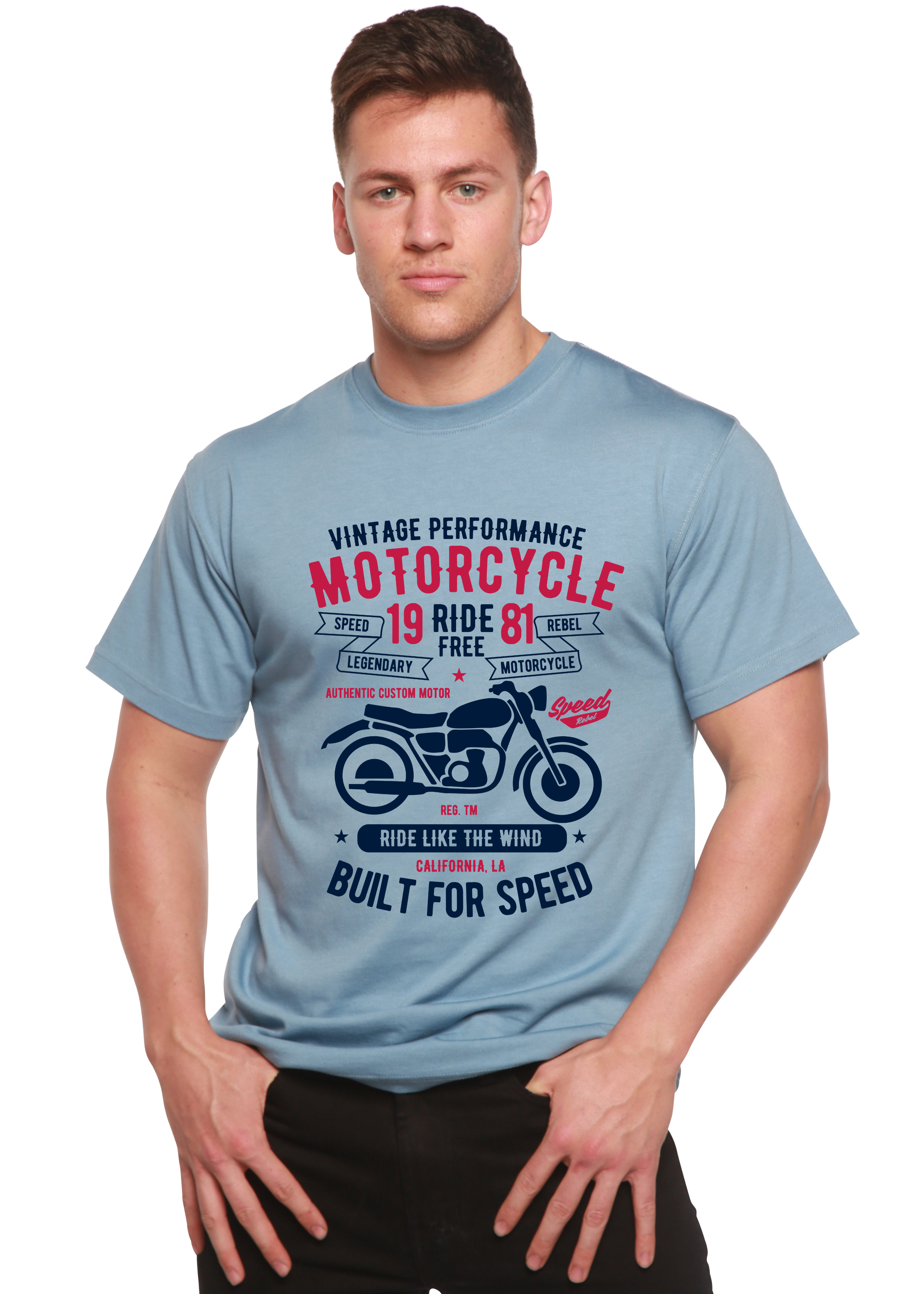 Motorcycle Ride Free Men's Bamboo Viscose/Organic Cotton Short Sleeve Graphic T-Shirt - The7Letter