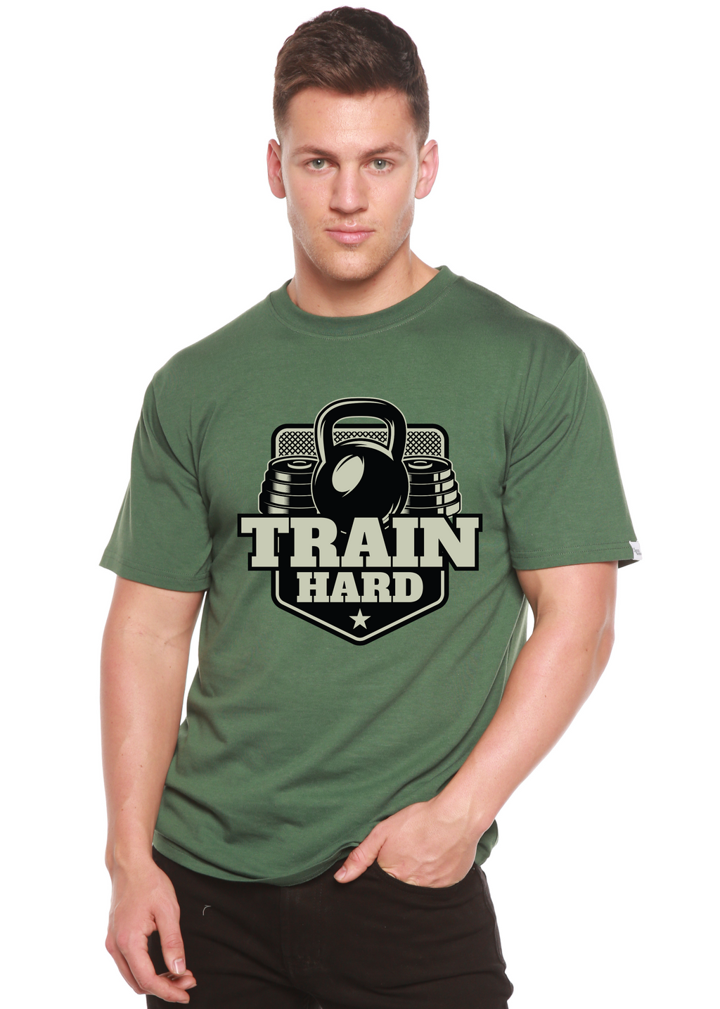 Train Hard Men's Bamboo Viscose/Organic Cotton Short Sleeve Graphic T-Shirt - The7Letter