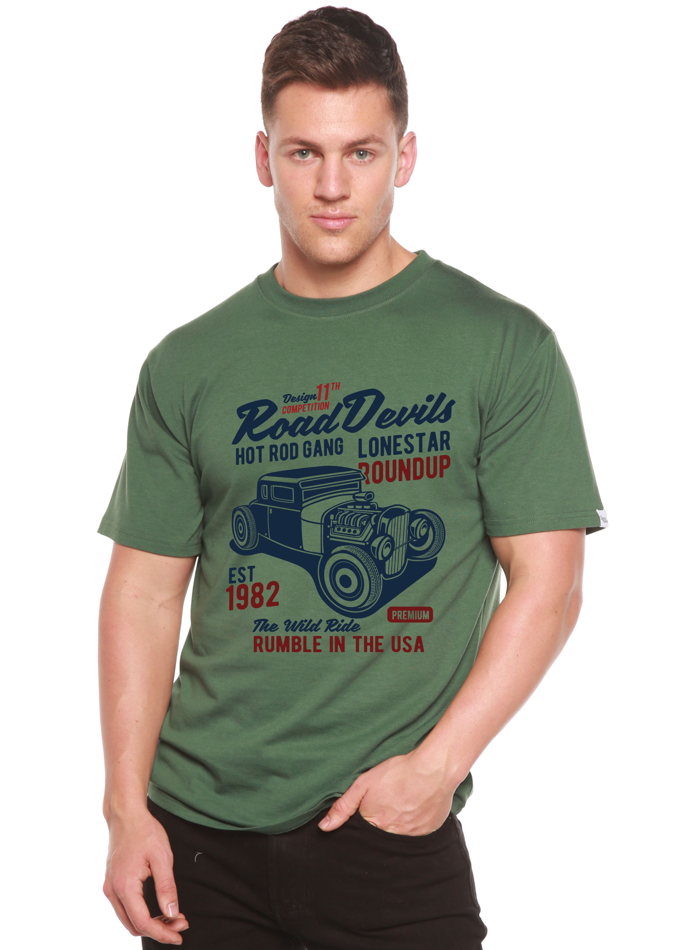 Road Devils Spun Bamboo® Men's Bamboo Viscose/Organic Cotton Short Sleeve Graphic T-Shirt - The7Letter