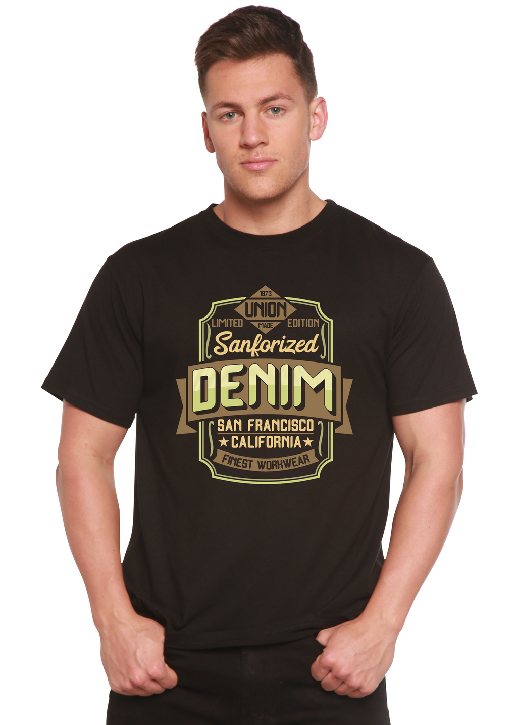 Sanforized Denim Men's Bamboo Viscose/Organic Cotton Short Sleeve Graphic T-Shirt - The7Letter