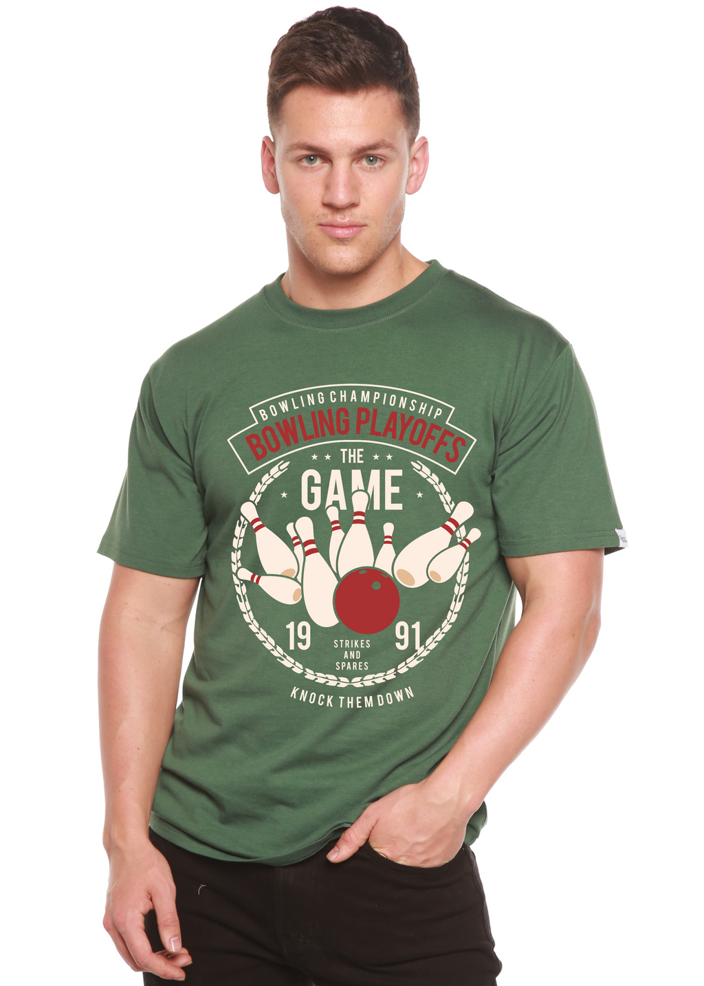 Bowling Playoffs Men's Bamboo Viscose/Organic Cotton Short Sleeve Graphic T-Shirt - The7Letter