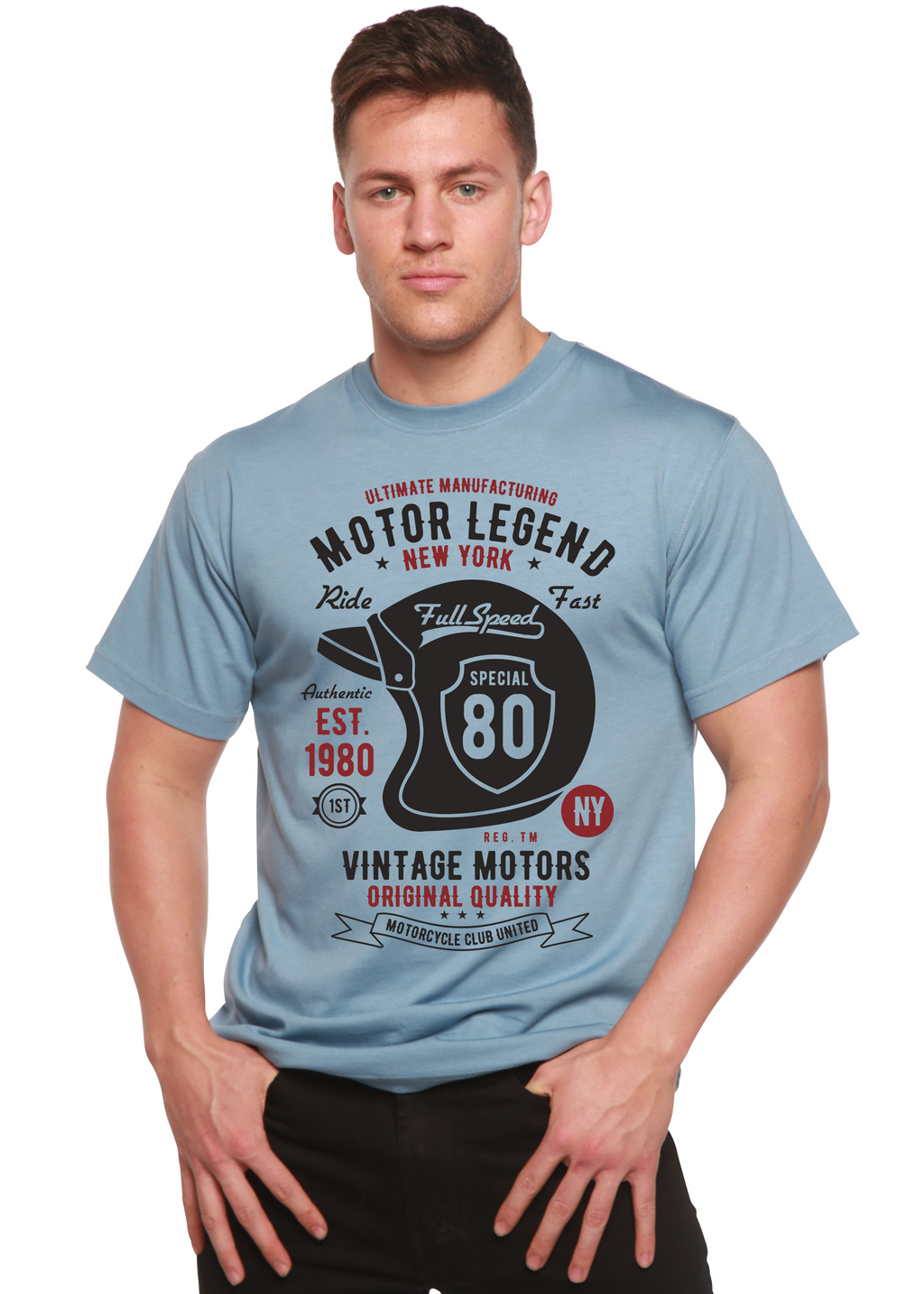 Motor Legend Helmet Men's Bamboo Viscose/Organic Cotton Short Sleeve Graphic T-Shirt - The7Letter